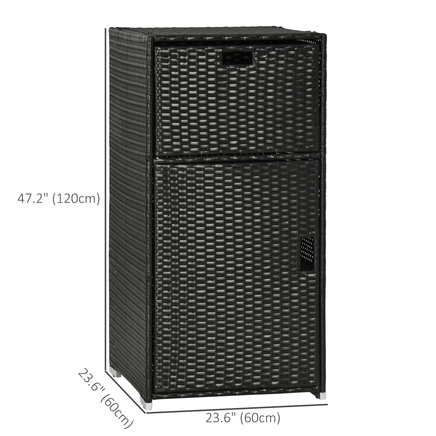 Armoire de rangement pour patio Outsunny, porte-serviettes d'extérieur pour la piscine, osier tressé étanche en polyéthylène, accessoire pour spa,