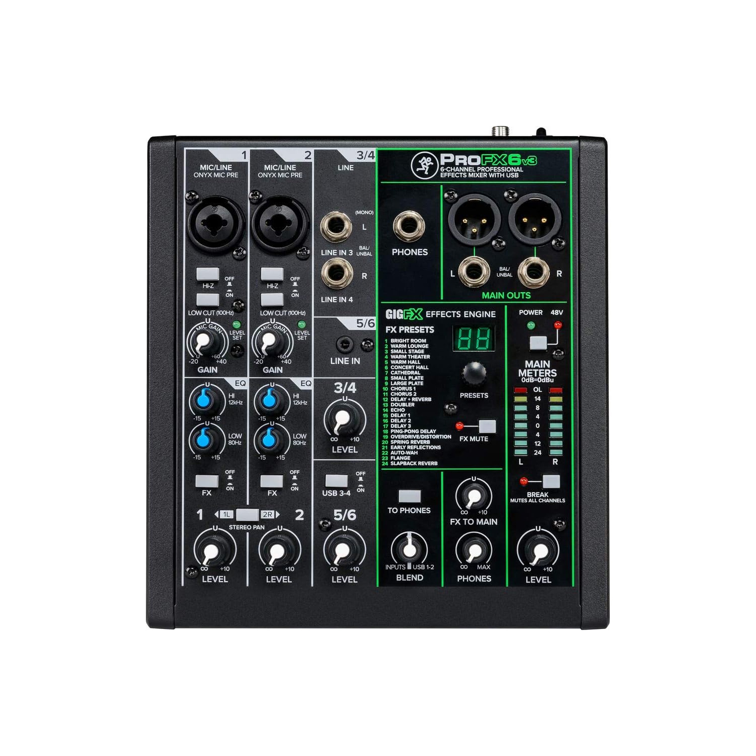 Mackie ProFXv3 Series, 6-Channel Professional Effects Mixer with