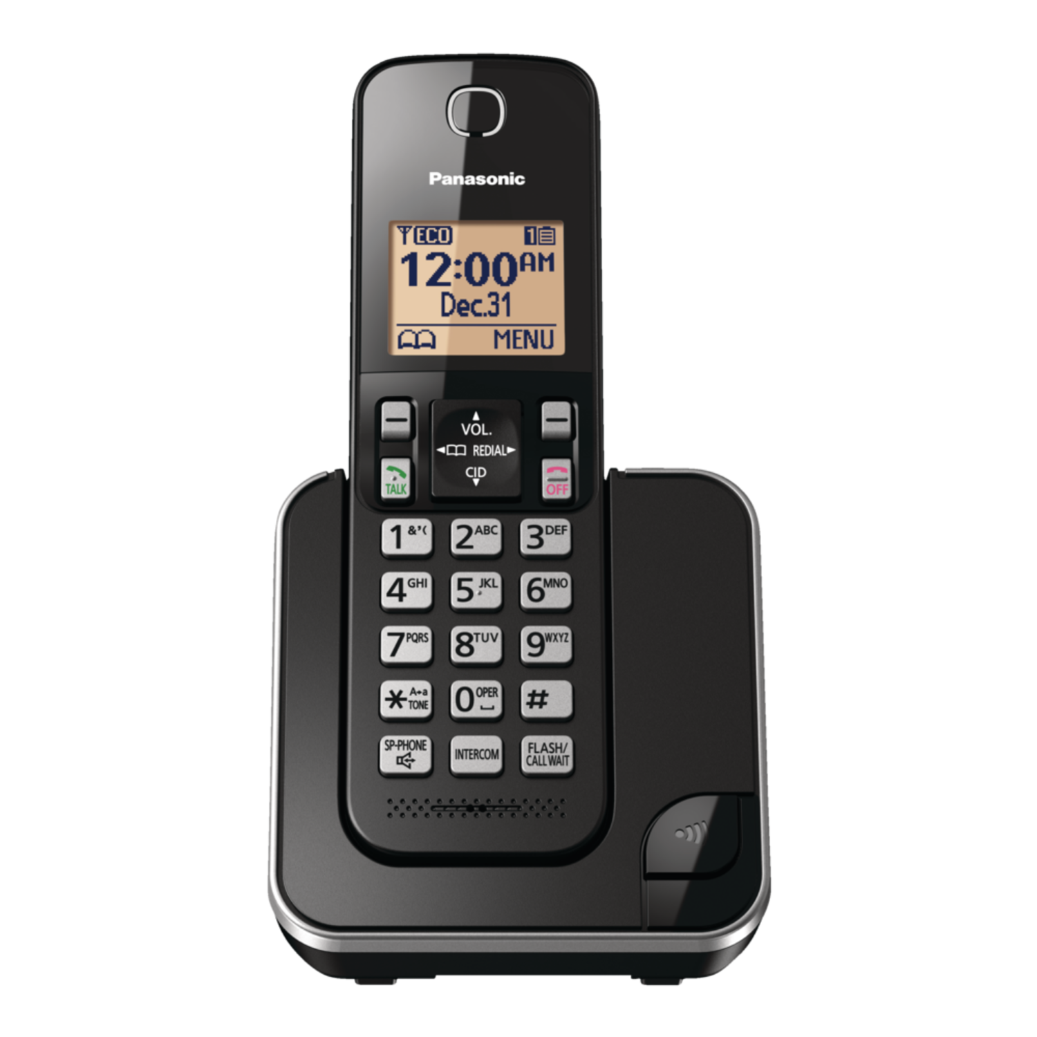 Panasonic DECT 6.0 Cordless Phone with Caller ID, 1 Handset, Black