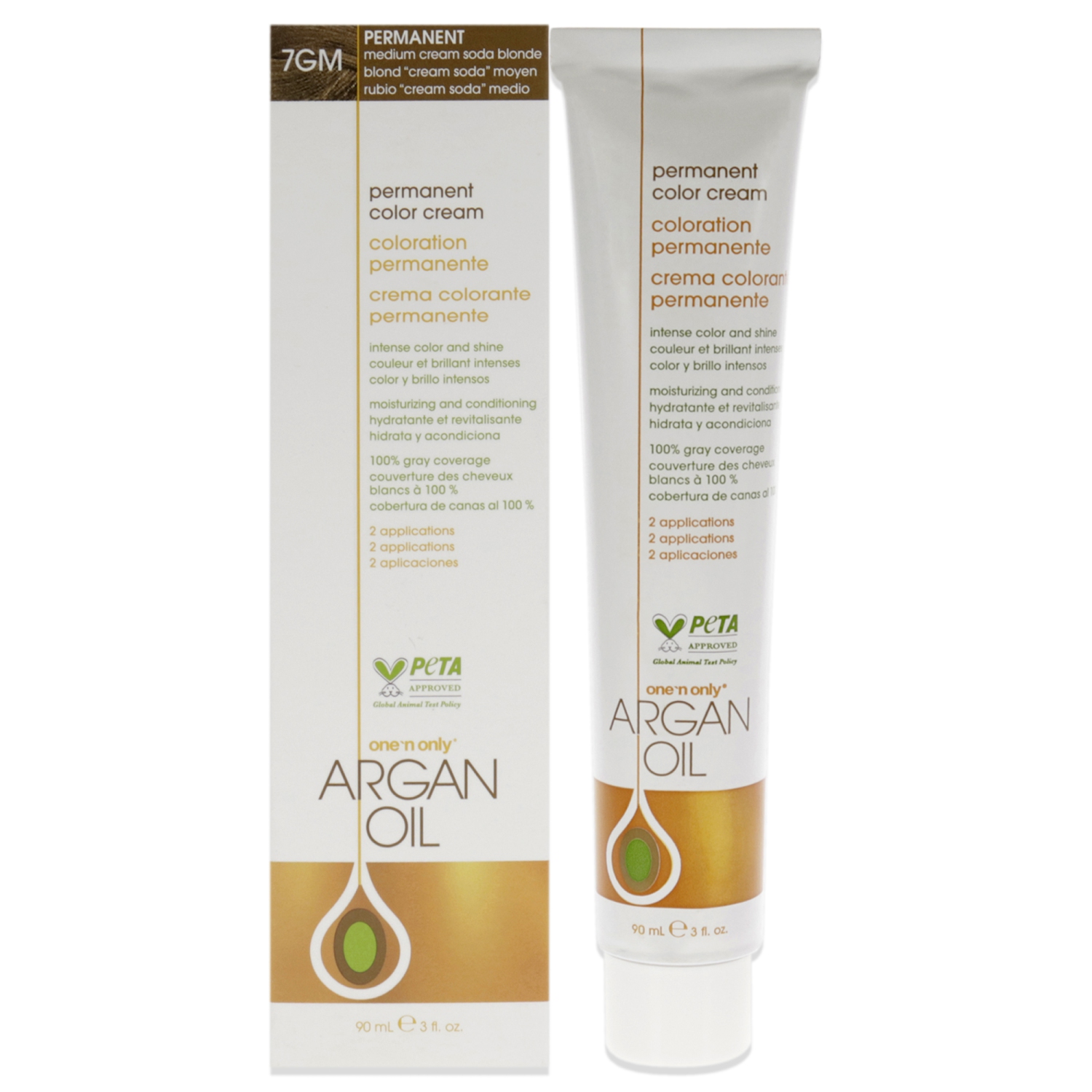 Argan Oil Permanent Color Cream - 7GM Medium Cream Soda Blonde by One n Only for Unisex - 3 oz Hair Color