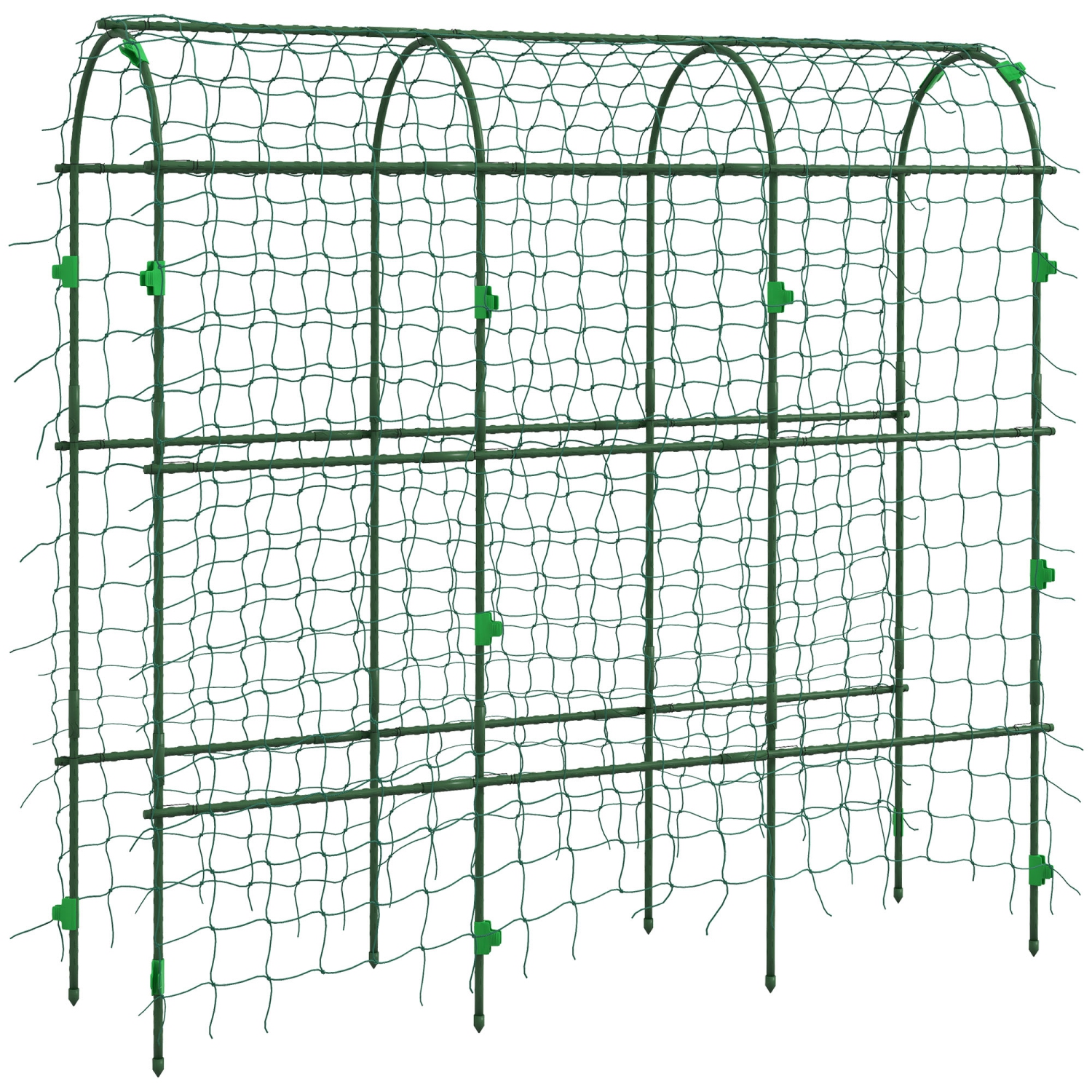 Outsunny Cucumber Trellis, 6ft Tall Garden Arch Trellis for Climbing Plants Outdoor, A-Frame, with PE Coated Steel Structure and Climbing Net, Support Vegetables Peas Fruits Vines