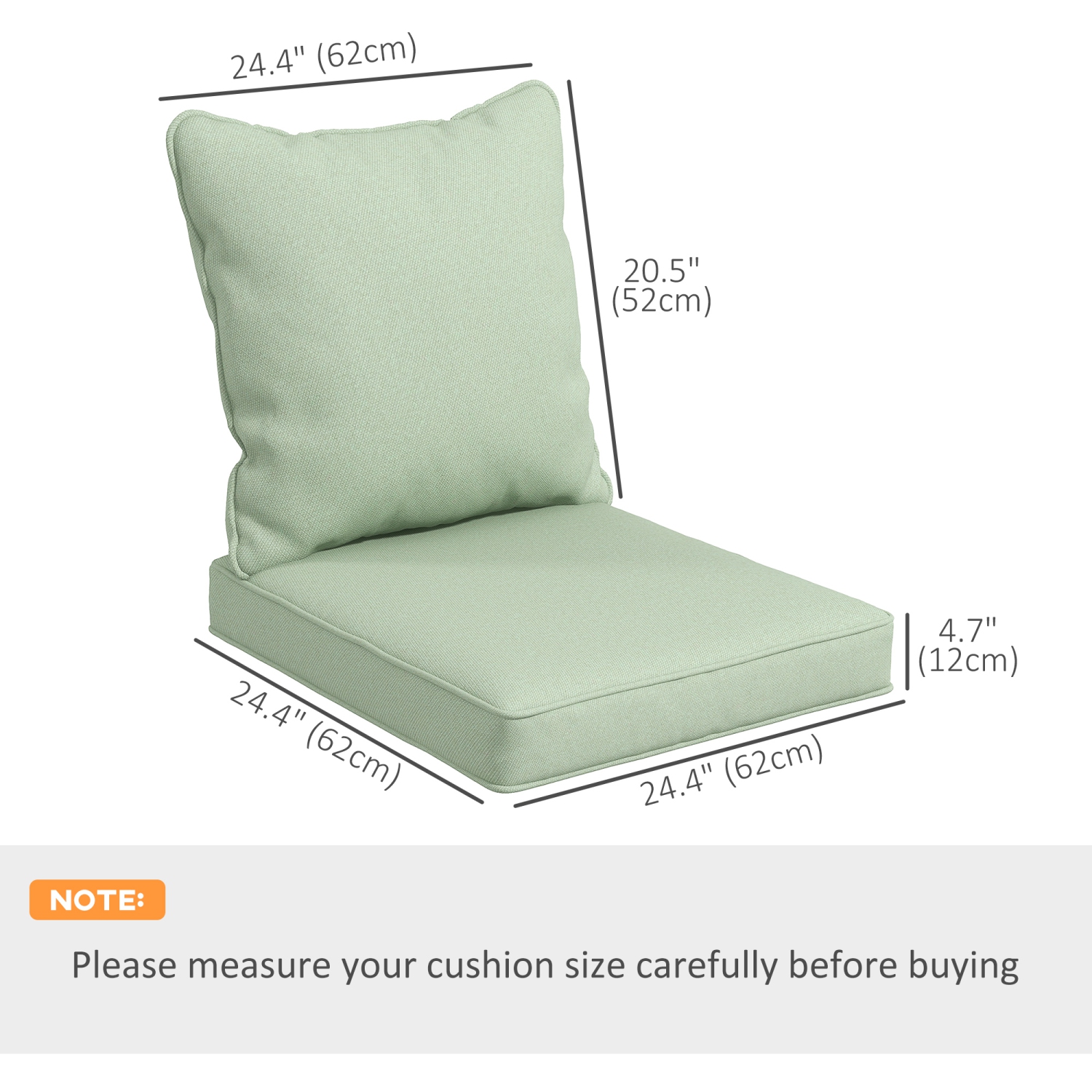 Ensemble de 2 coussins de chaise de jardin Outsunny, ensemble de coussins de rechange de dossier et de siège pour meubles de jardin d'intérieur et