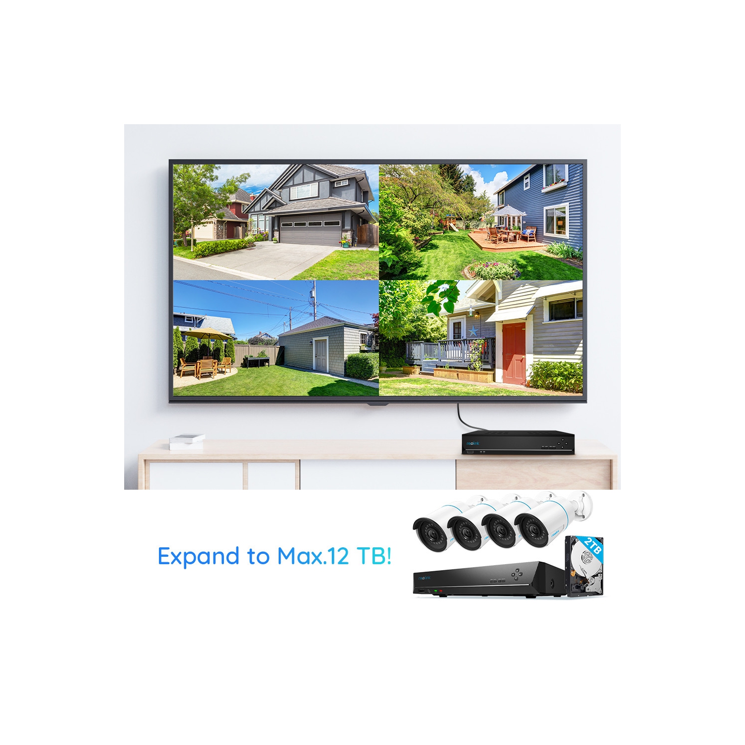 Reolink 5MP 8-Channel PoE Security Camera System, 2TB HDD Built-in, Person/Vehicle Detection