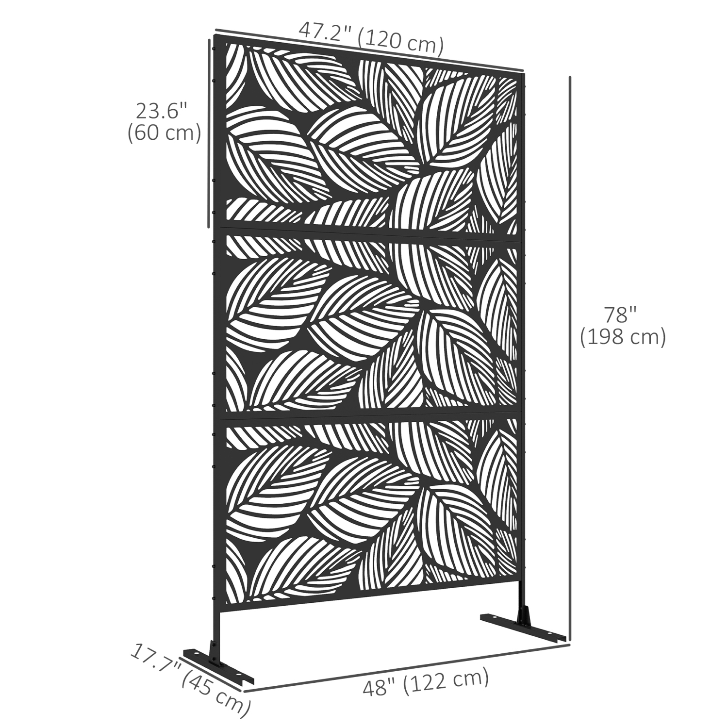 Outsunny Metal Outdoor Privacy Screen, Decorative Outdoor Divider with Stand and Expansion Screws, Freestanding Privacy Panel for Garden, Backyard,