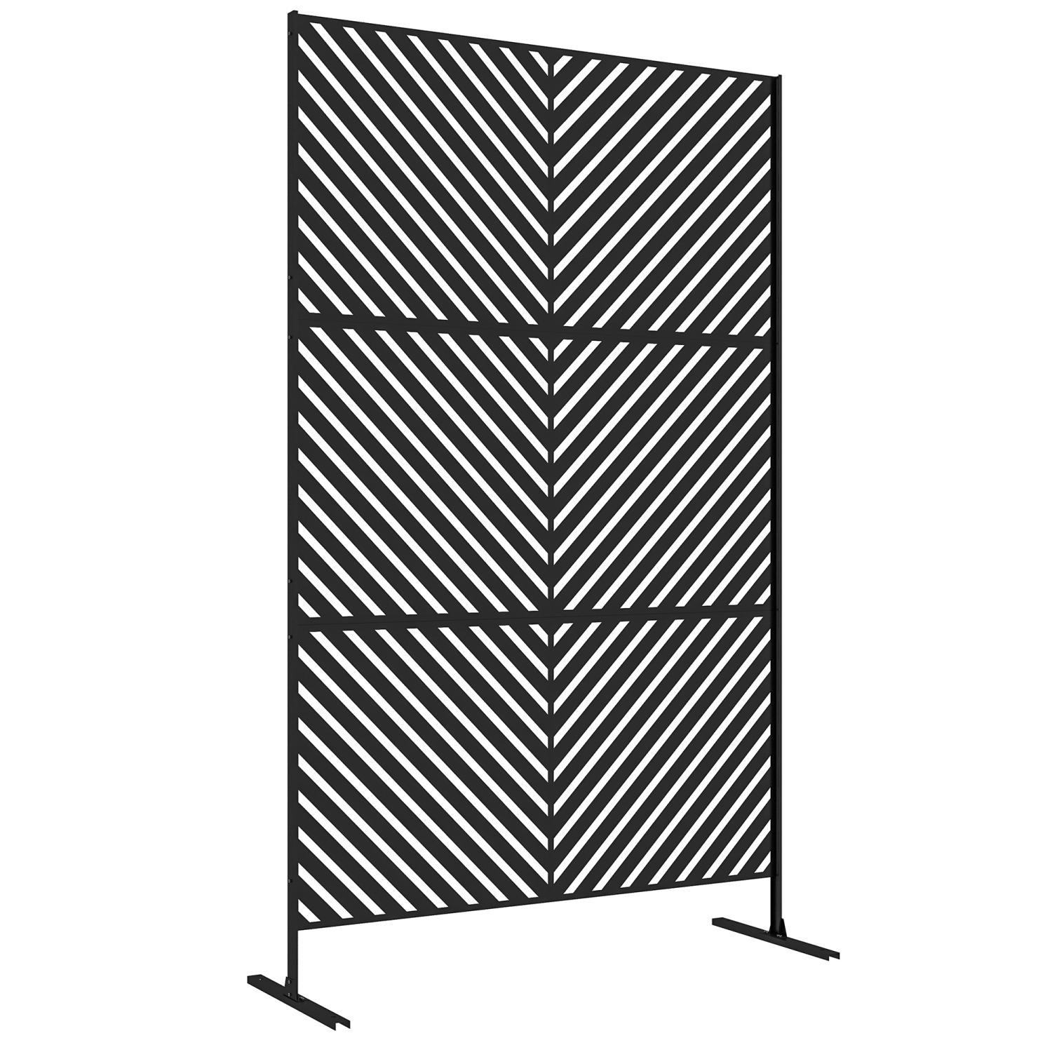 Outsunny Metal Outdoor Privacy Screen, Decorative Outdoor Divider with Stand and Expansion Screws, Freestanding Privacy Panel for Garden Backyard Deck Pool Hot Tub, Triangle Style