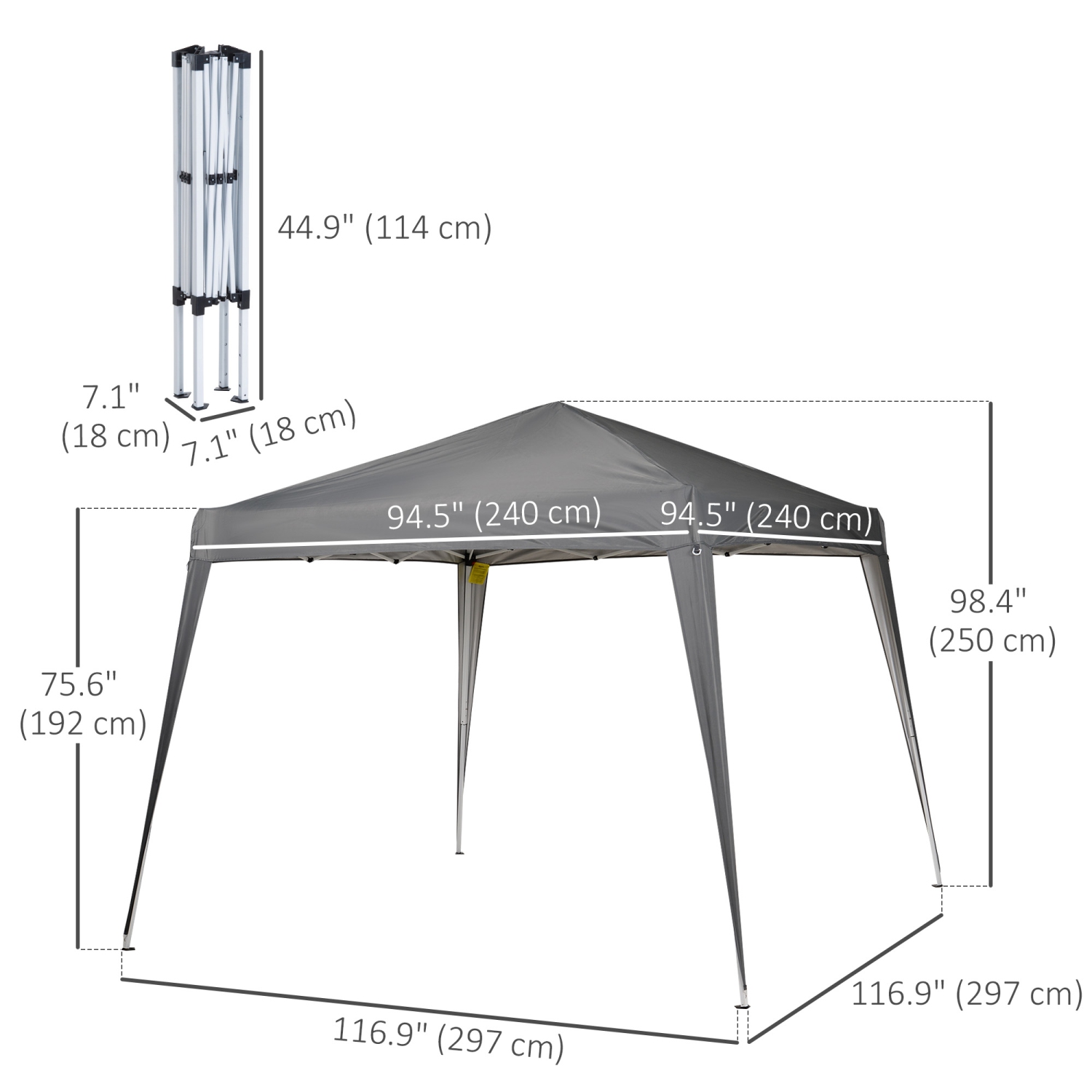 Outsunny 8' x 8' Pop Up Canopy with Inclined Legs, Outdoor Folding Tent, Portable Garden Party Gazebo with Carrying Bag for Camping, Party, Picnic,