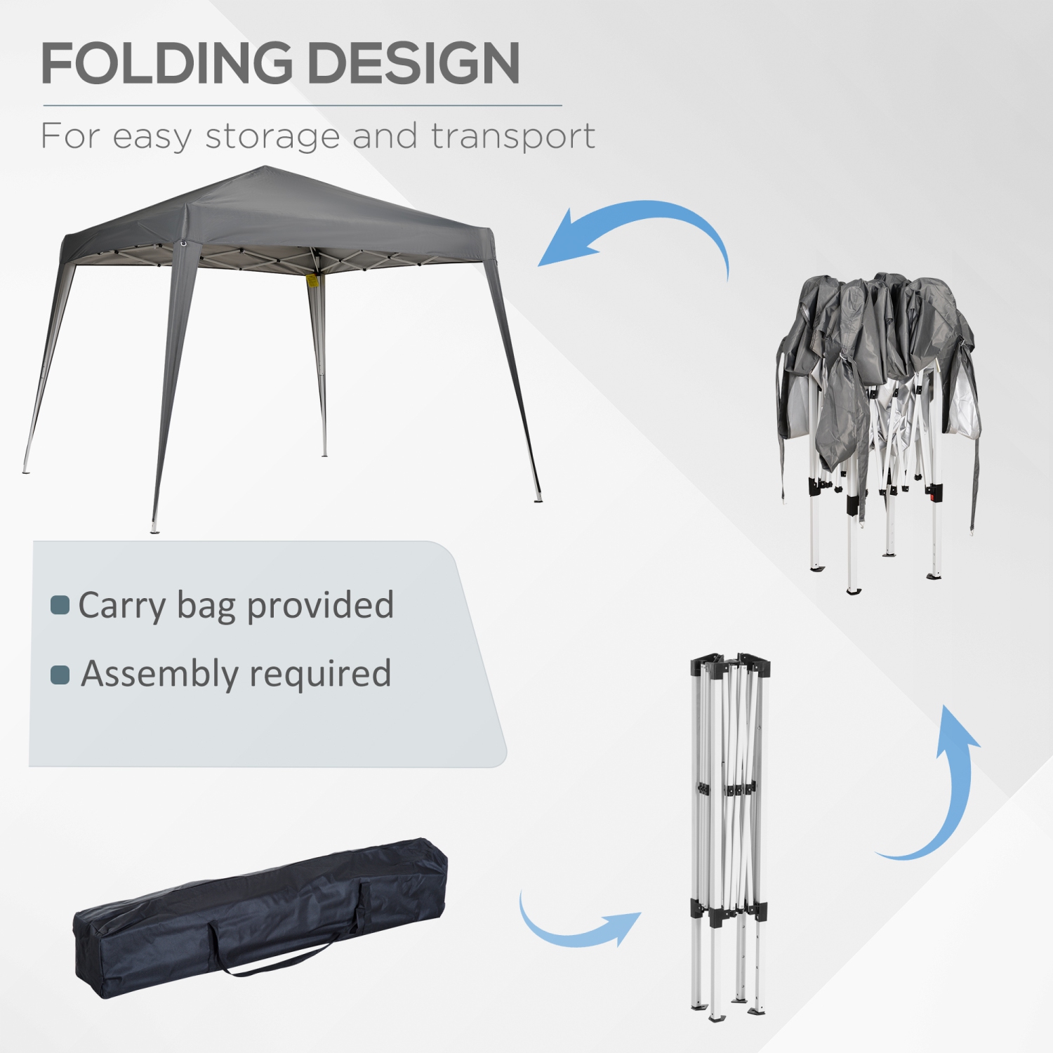 Outsunny 8' x 8' Pop Up Canopy with Inclined Legs, Outdoor Folding Tent, Portable Garden Party Gazebo with Carrying Bag for Camping, Party, Picnic,