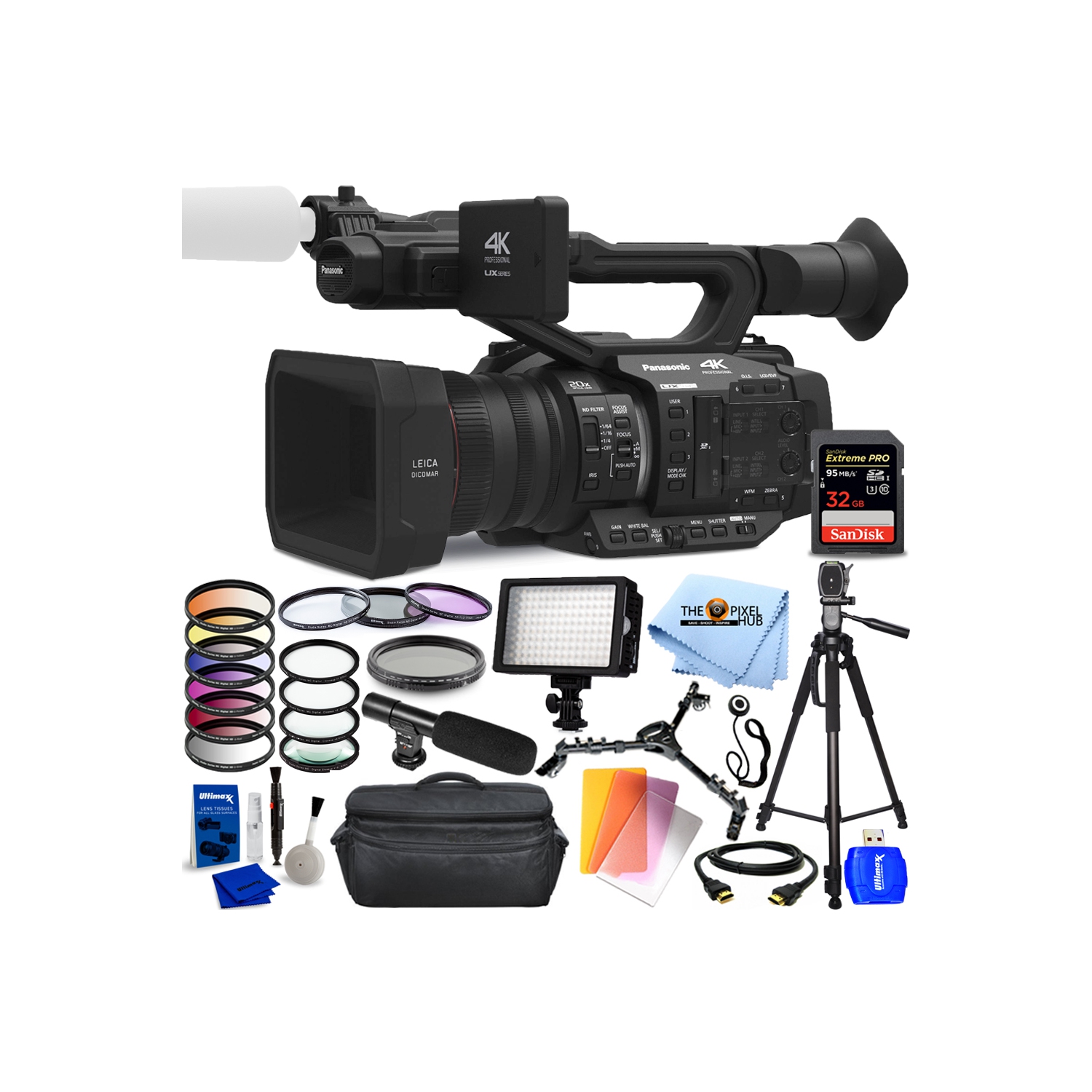 Panasonic AG-UX180 4K Premium Professional Camcorder + 32GB + Filter Kit BUNDLE