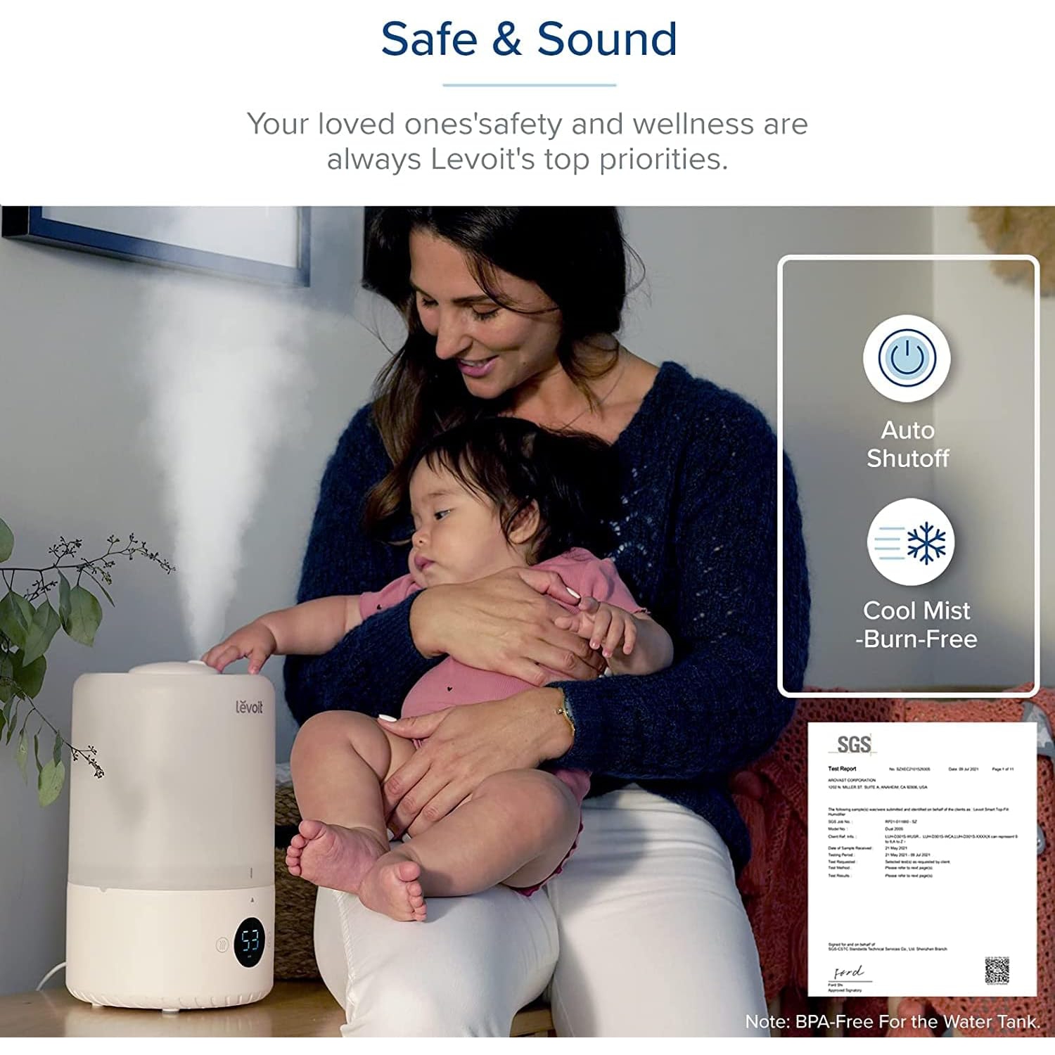 LEVOIT Humidifiers for Bedroom, Smart WiFi Alexa Control, Top Fill Cool Mist for Baby Nursery and Plants with Essential Oil Diffuser,