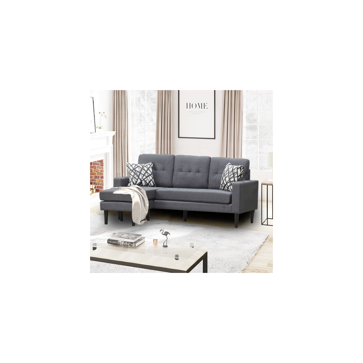 Infinite Imports – 9078 Reversible Sectional Sofa FREE SHIPPING (Grey)