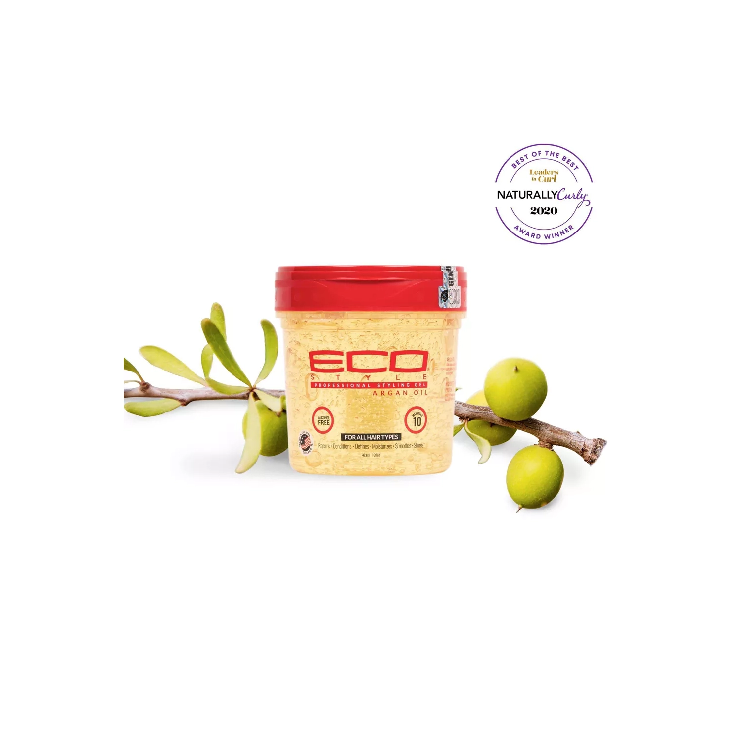 ECO STYLE Professional Styling Gel with Argan Oil - 16 fl oz, 2pk