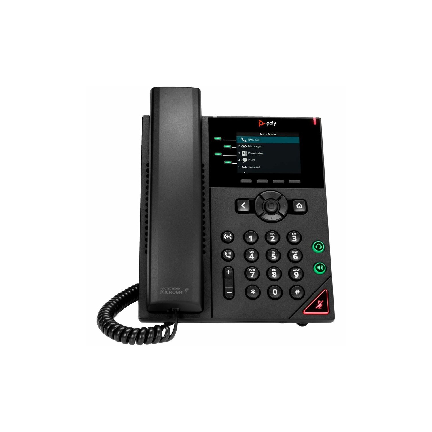 Téléphone IP de bureau avec fil 4 lignes poly VVX 250 de HP - Noir -
