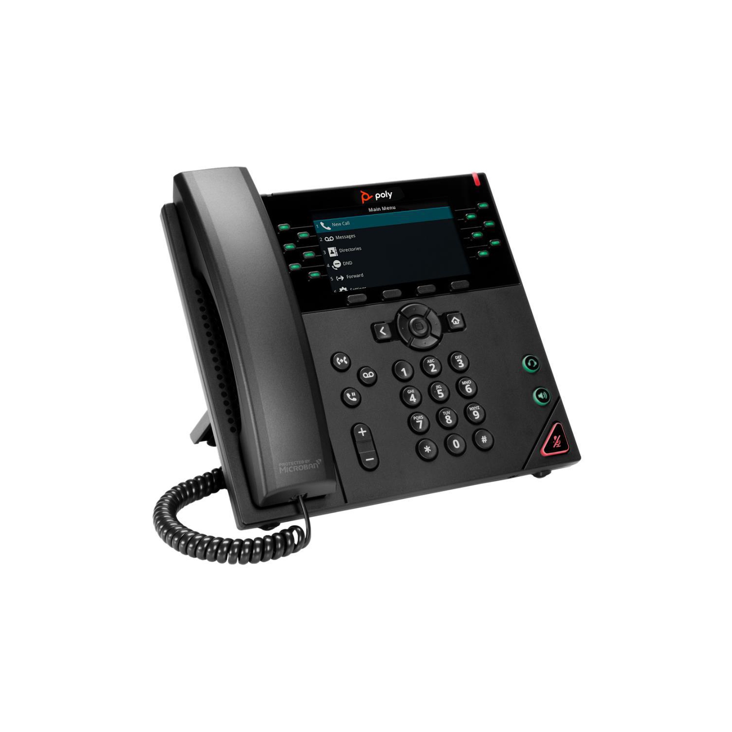 HP Poly VVX 450 Corded Desktop 12-Line IP Phone - Black -