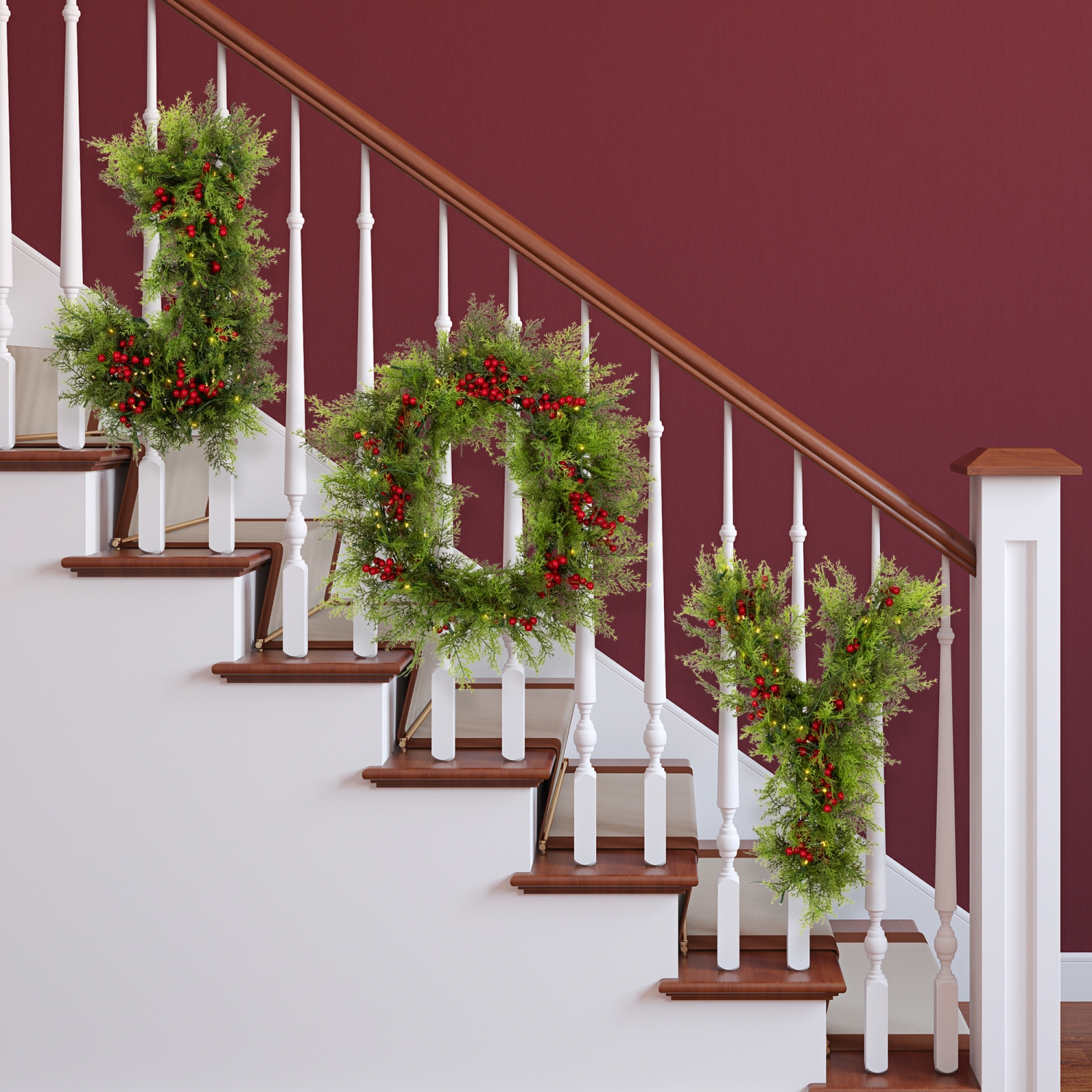 Lighted Artificial Cedar "JOY" Christmas Decoration - 24" - Warm White LED Lights