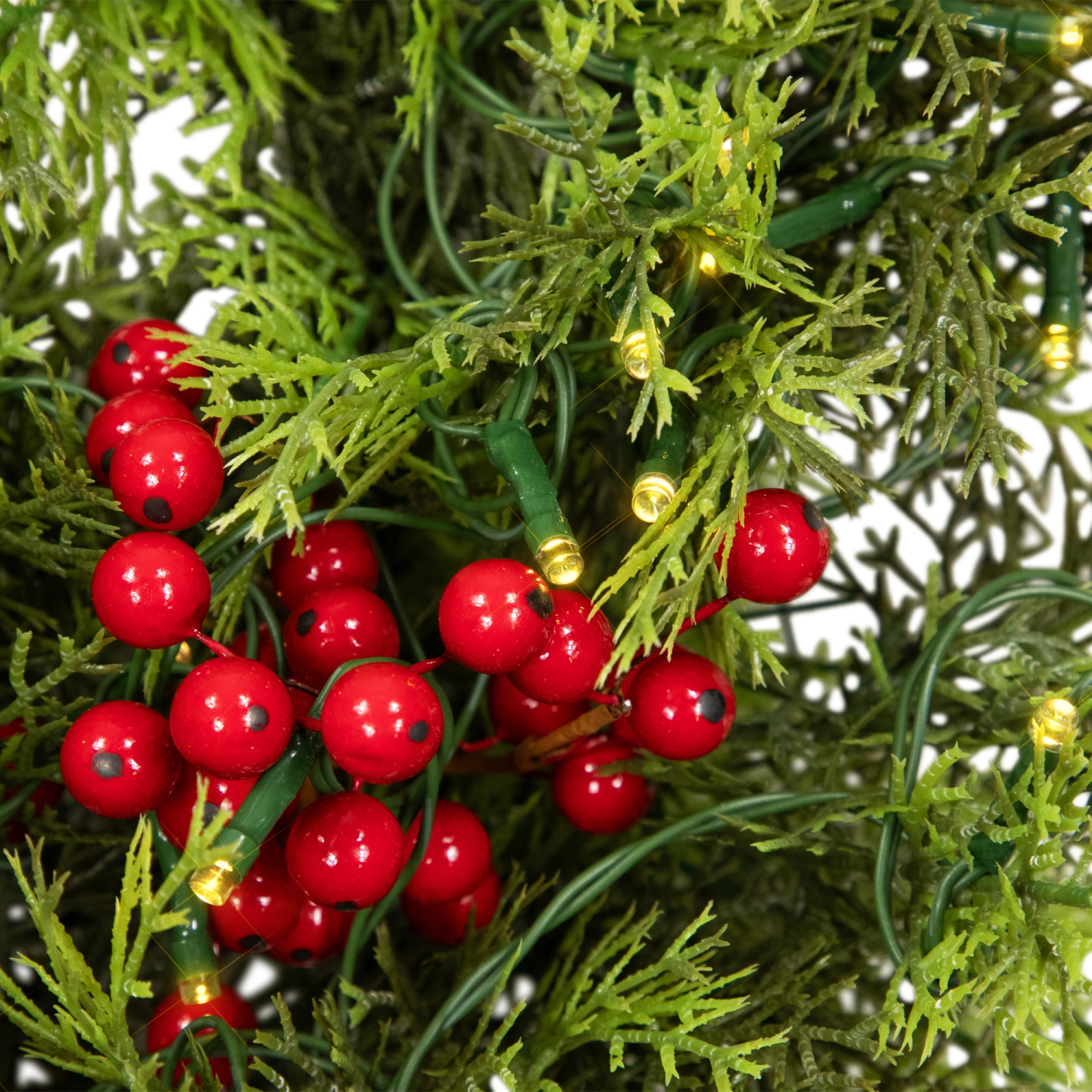 Lighted Artificial Cedar "JOY" Christmas Decoration - 24" - Warm White LED Lights