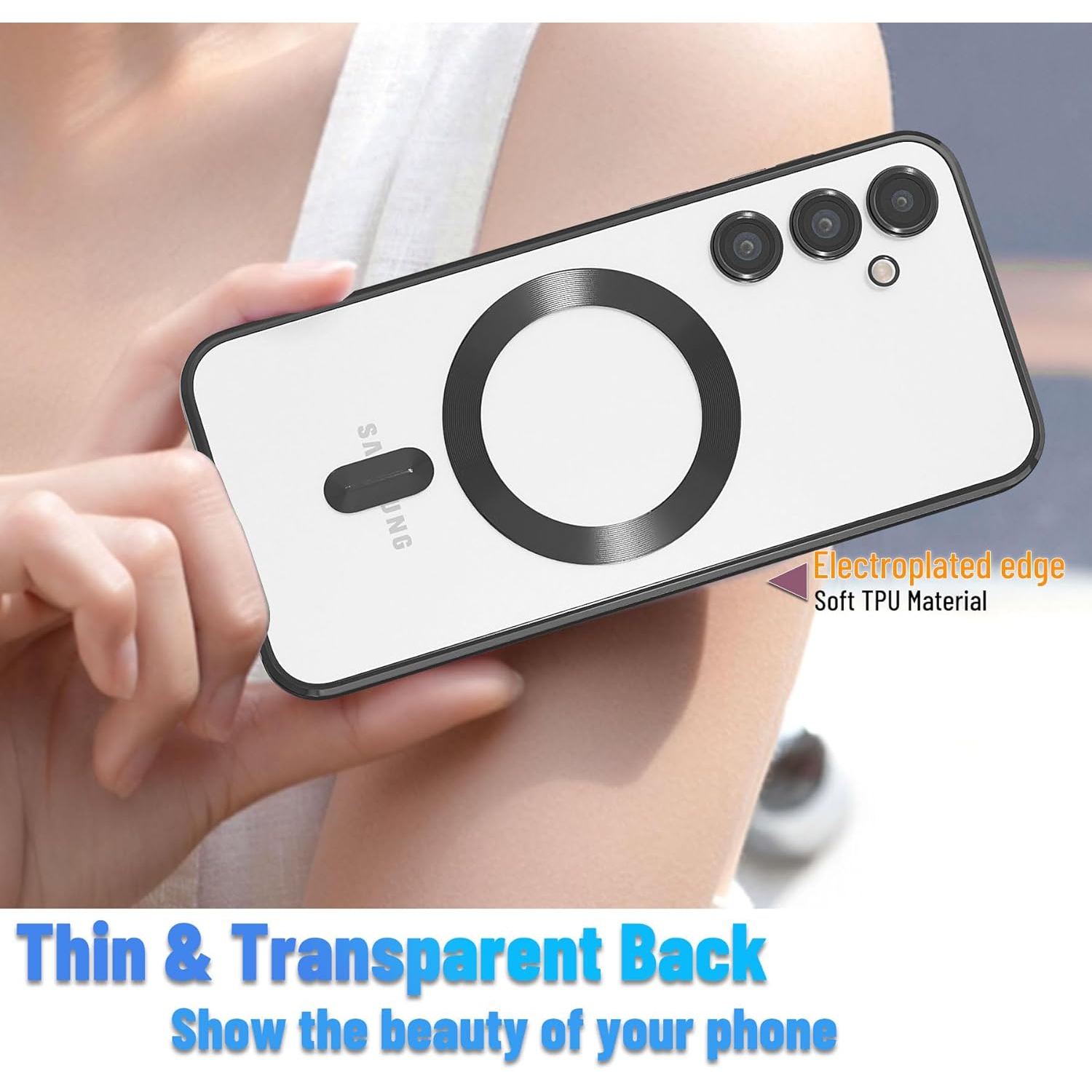 [CSmart] Hybrid Magnetic Wireless Charging MagSafe Case Back Cover for Samsung Galaxy S23 FE, Black