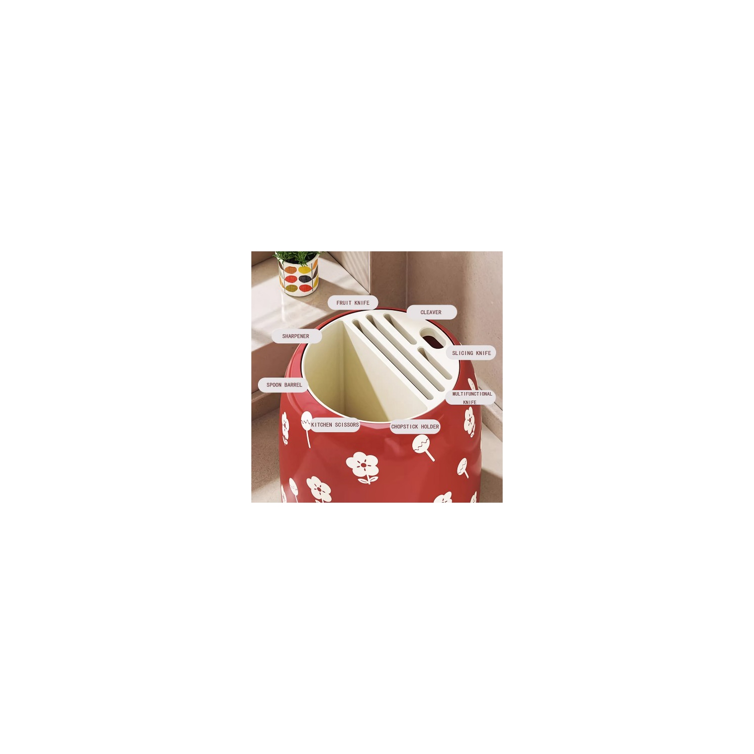 Rotating Knife Stand, Kitchen Countertop Organizer Utensil Holder for Knives, Spoon, Fork, Cutlery, Chopsticks