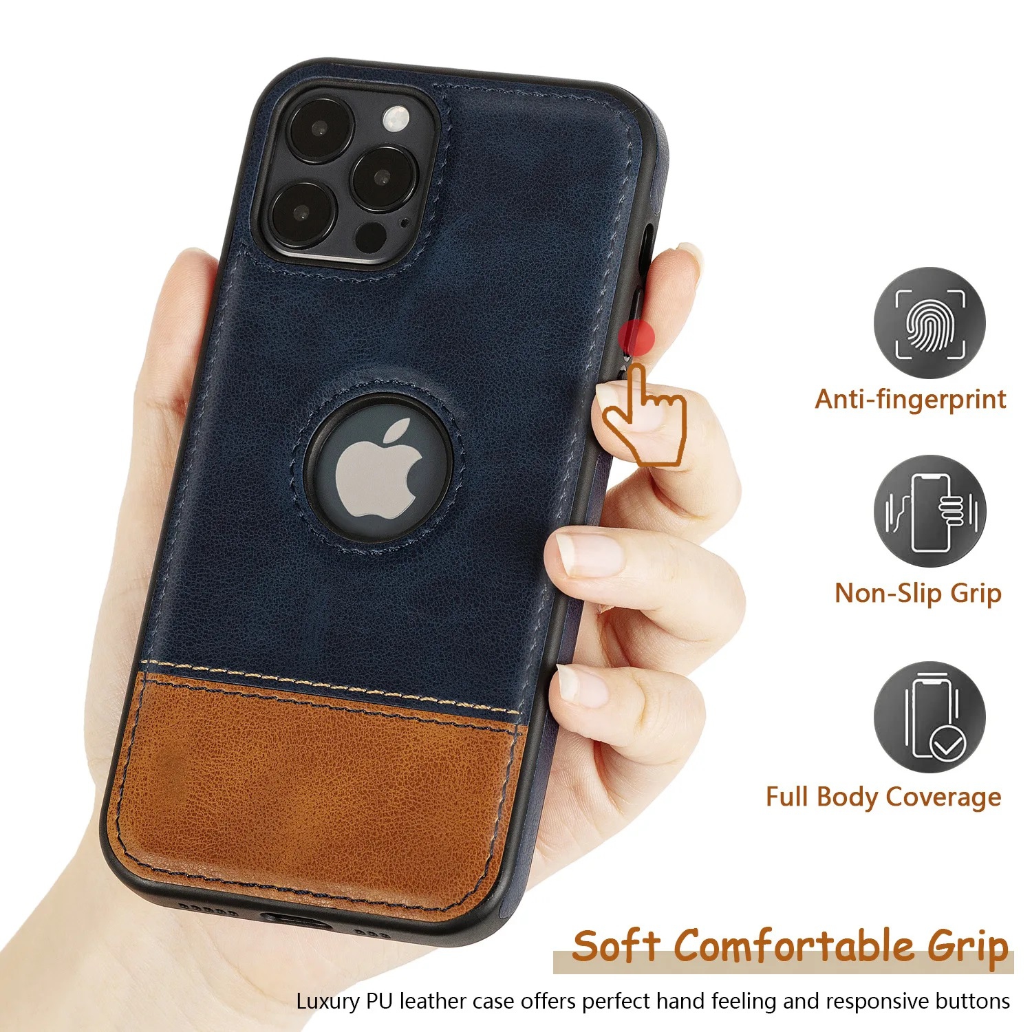 Unique Design Luxury Leather Business Phone Case for iPhone 13 PRO MAX, Anti-Slip Scratch Resistant Ultra Slim Protective Case-FREE SHIPPING