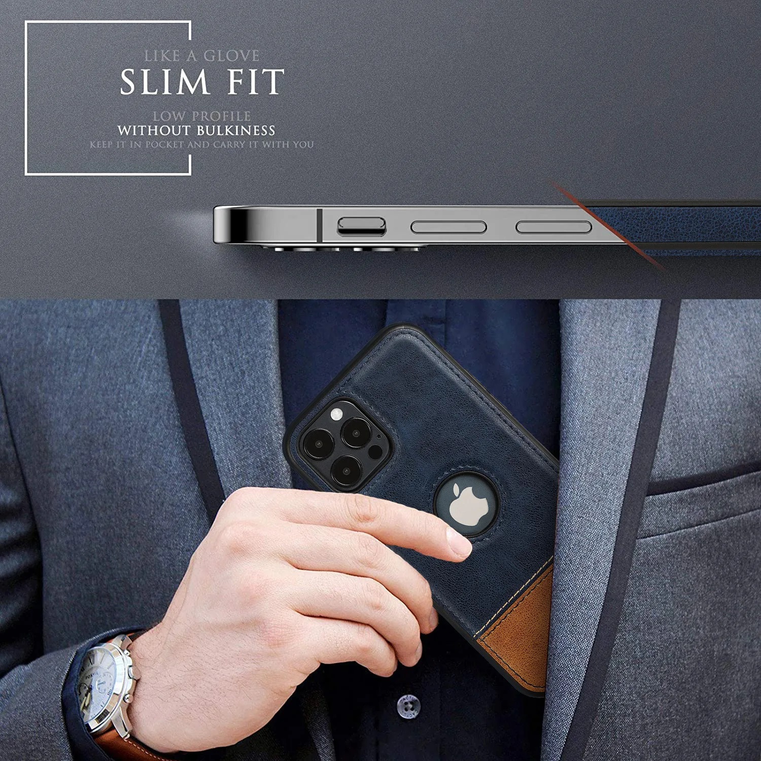 Unique Design Luxury Leather Business Phone Case for iPhone 13 PRO MAX, Anti-Slip Scratch Resistant Ultra Slim Protective Case-FREE SHIPPING