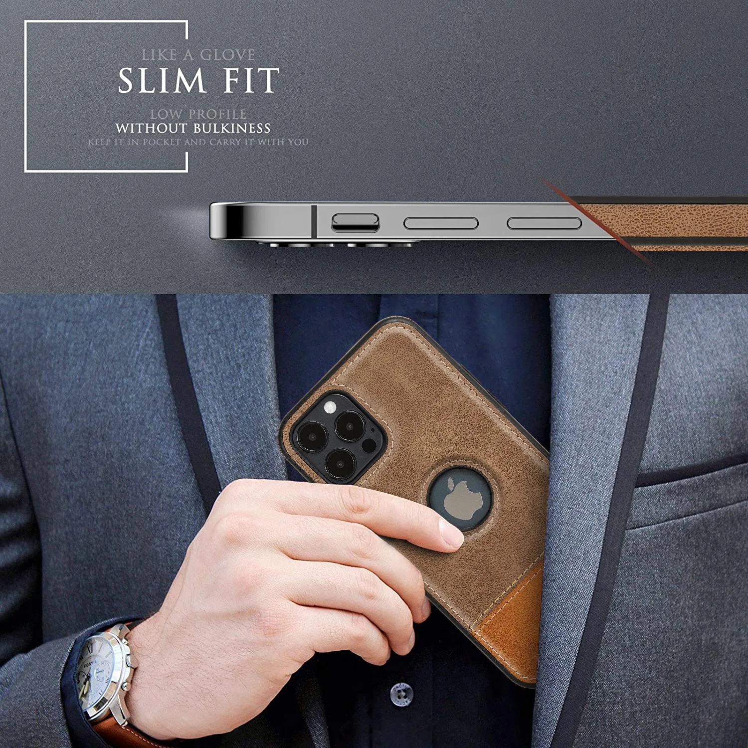 Unique Design Luxury Leather Business Phone Case for iPhone 12 PRO MAX, Anti-Slip Scratch Resistant Ultra Slim Protective Case-FREE SHIPPING