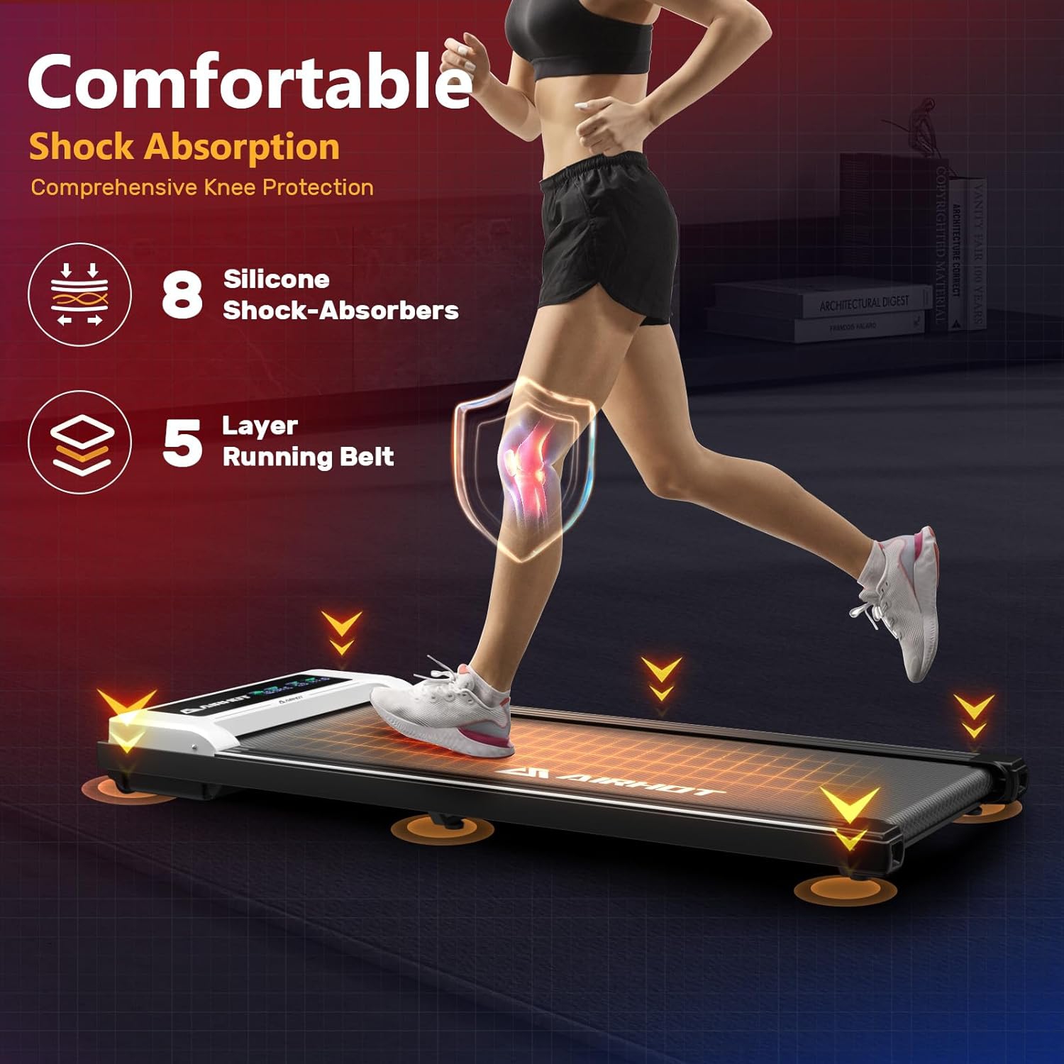 AIRHOT Walking Pad, 2 in 1 Under Desk Treadmill of Compact Space, 2.5HP  Quiet Desk Treadmill with Remote Control & LED Display, Portable Treadmill  for