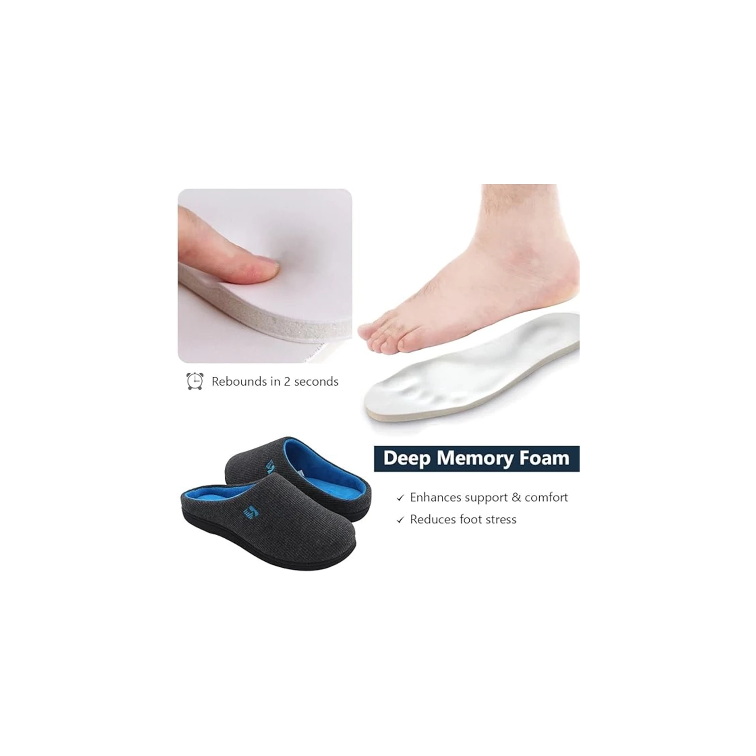 Pantoufles originales en mousse à mémoire deux tons pour hommes – pantoufles d'intérieur confortables et élégantes. Taille : 9-10