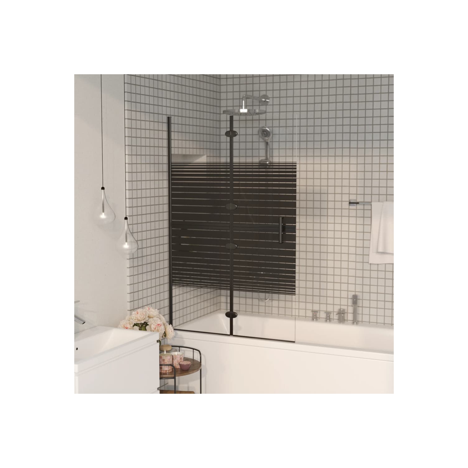vidaXL Folding Shower Enclosure ESG 80x140 cm Black