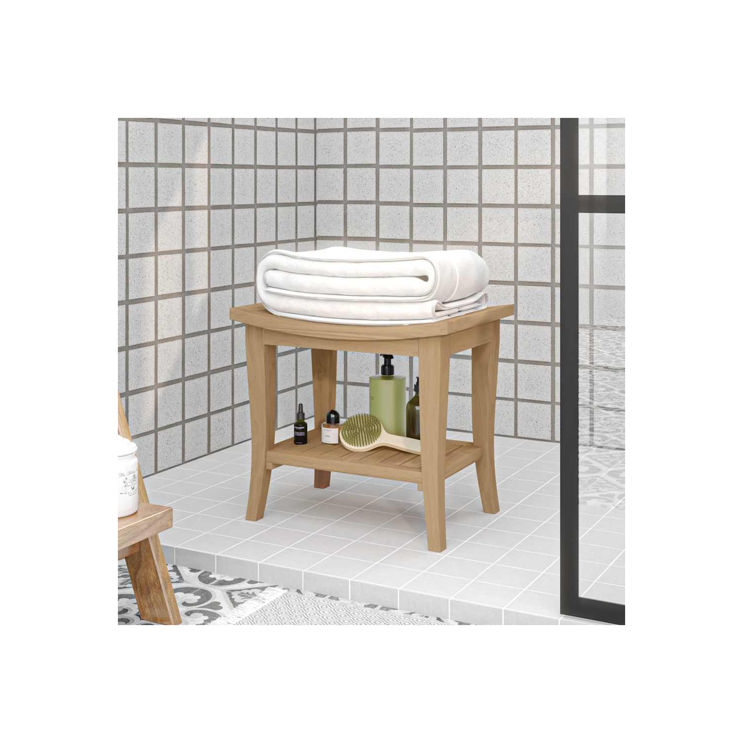 vidaXL Bathroom Side Table 50x35x45 cm Solid Wood Teak