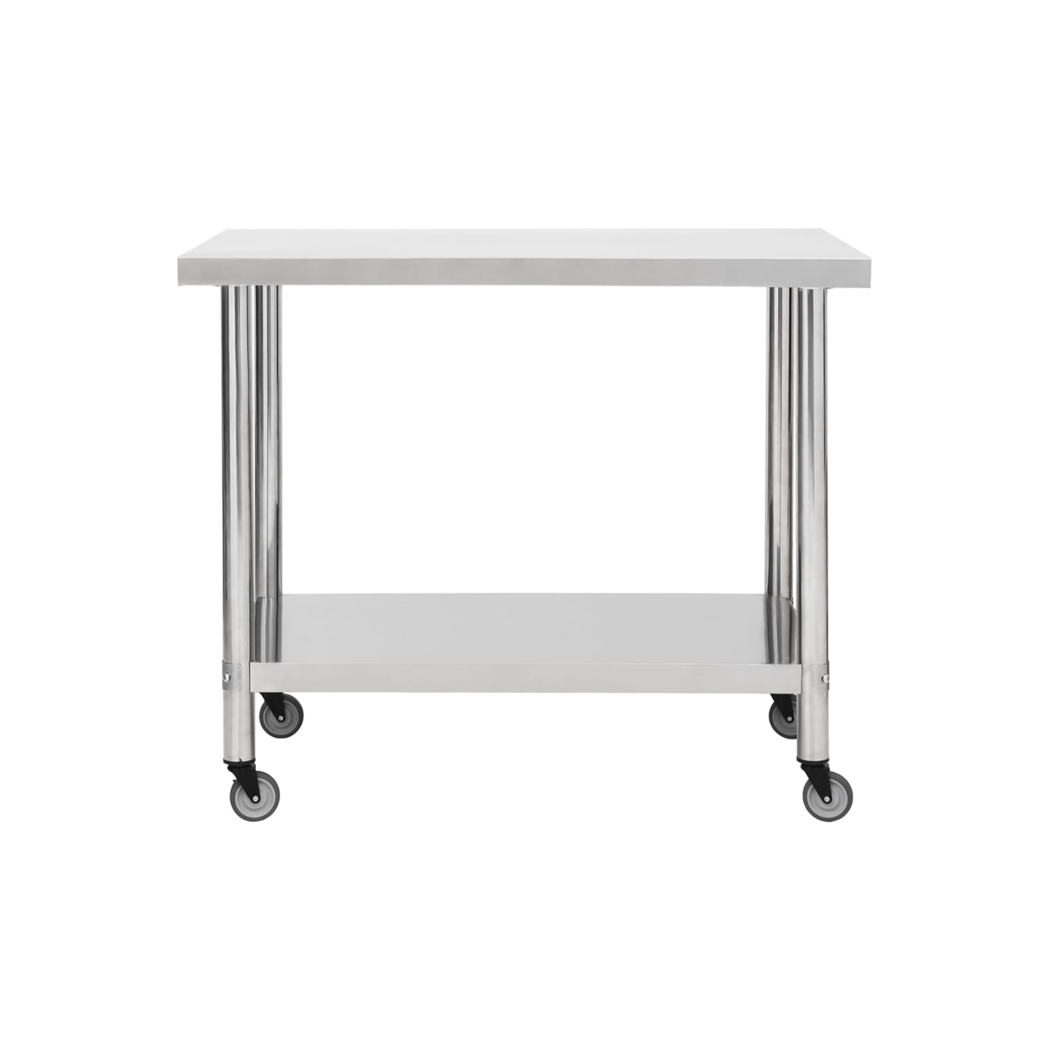vidaXL Kitchen Work Table with Wheels 100x60x85 cm Stainless Steel