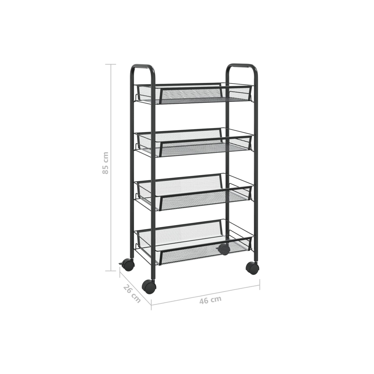 vidaXL 4-Tier Kitchen Trolley Black 46x26x85 cm Iron