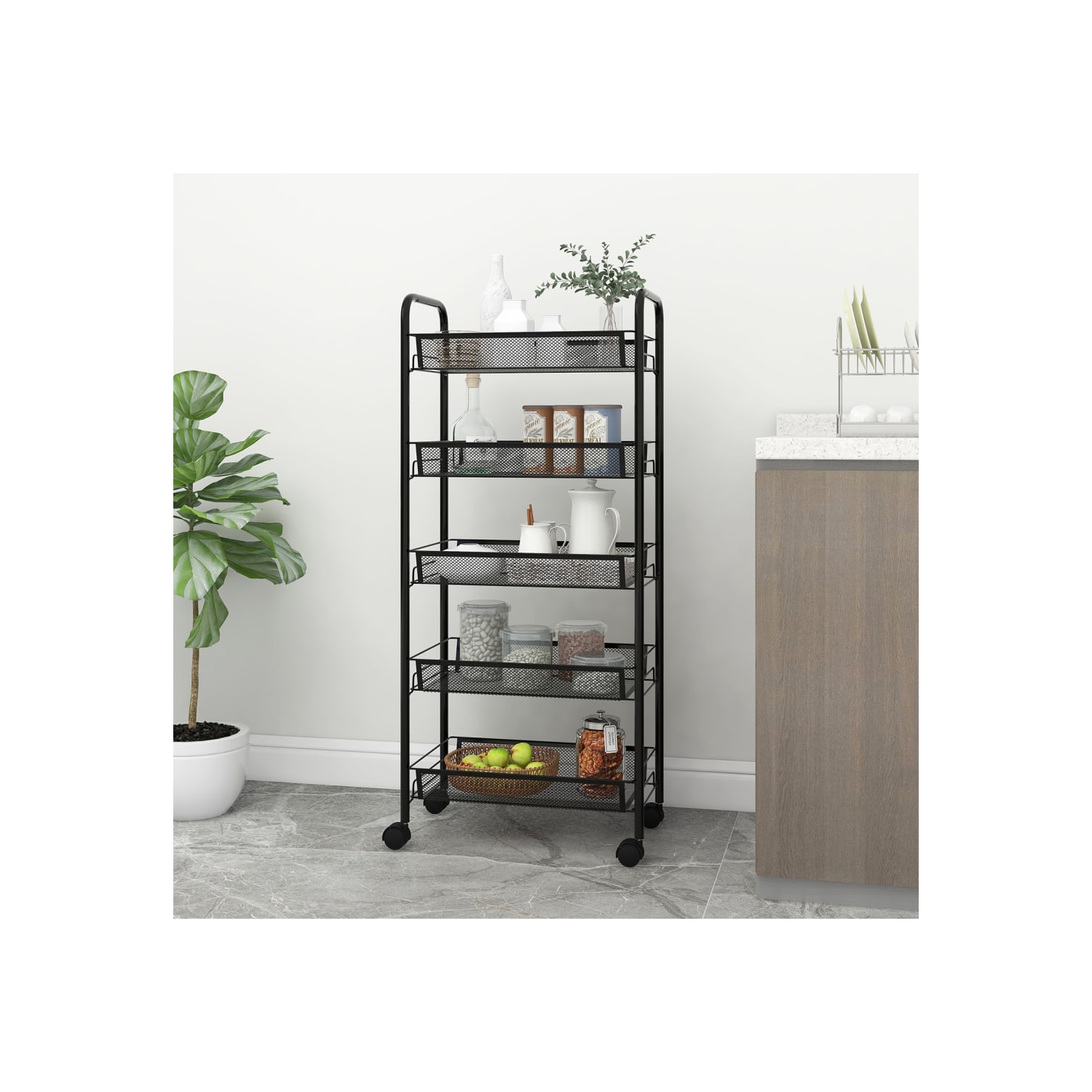 Poignée de cuisine à 5 niveaux en acier noir 42 x 26 x 30 po 105&nbsp;cm de vidaXL