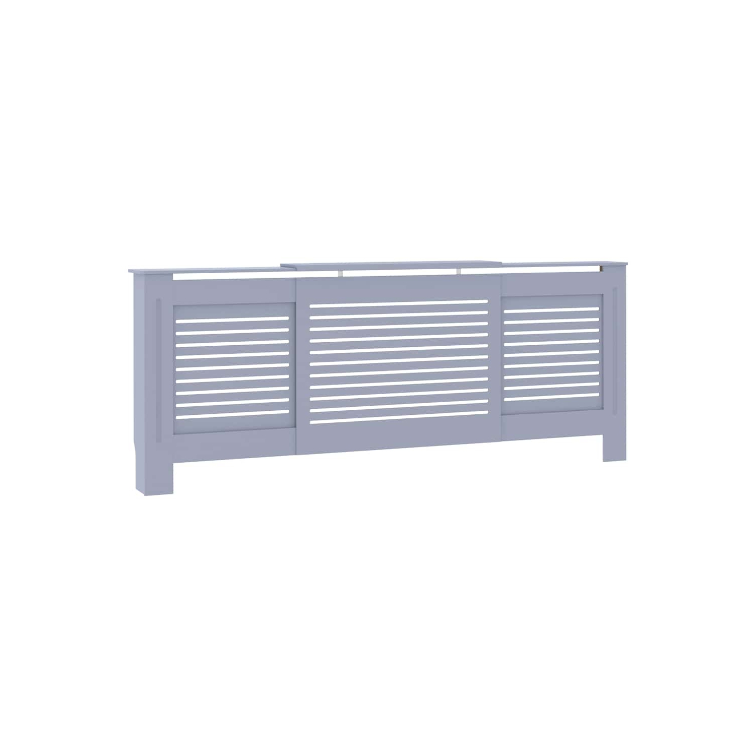 vidaXL Radiator Cover with Top Shelf, Hide Cluttered Pipes, MDF, 55.5-80.7''x7.5''x32.1'', Gray