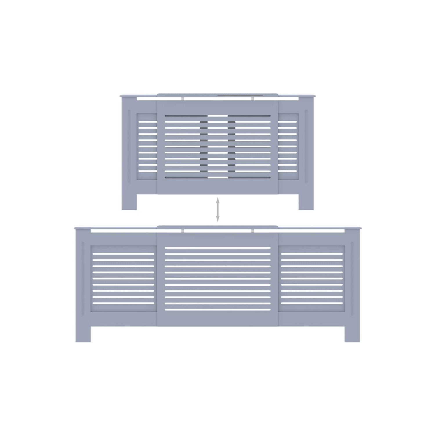 vidaXL Radiator Cover with Top Shelf, Hide Cluttered Pipes, MDF, 55.5-80.7''x7.5''x32.1'', Gray