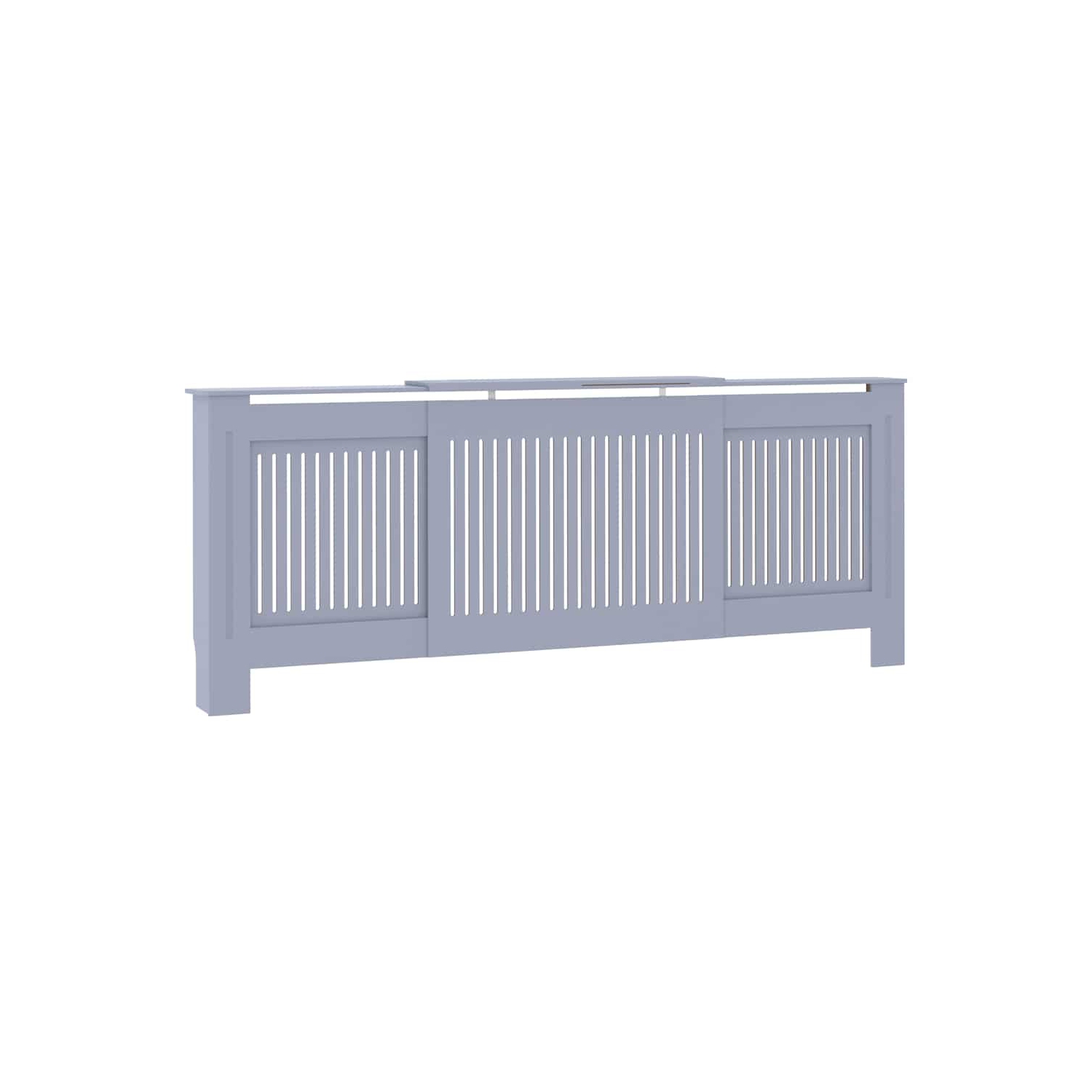 vidaXL Radiator Cover with Top Storage Shelf, Heater Cover, MDF, 55.5-80.7''x7.5''x32.1'', Gray