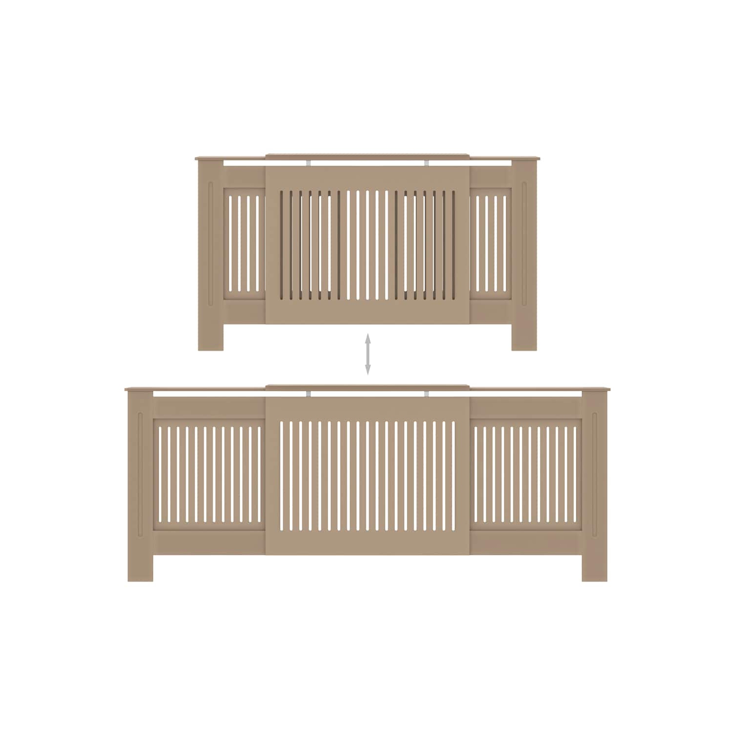 vidaXL Radiator Cover with Top Storage Shelf, Heater Cover, MDF, 55.5-80.7''x7.5''x32.1'', Brown