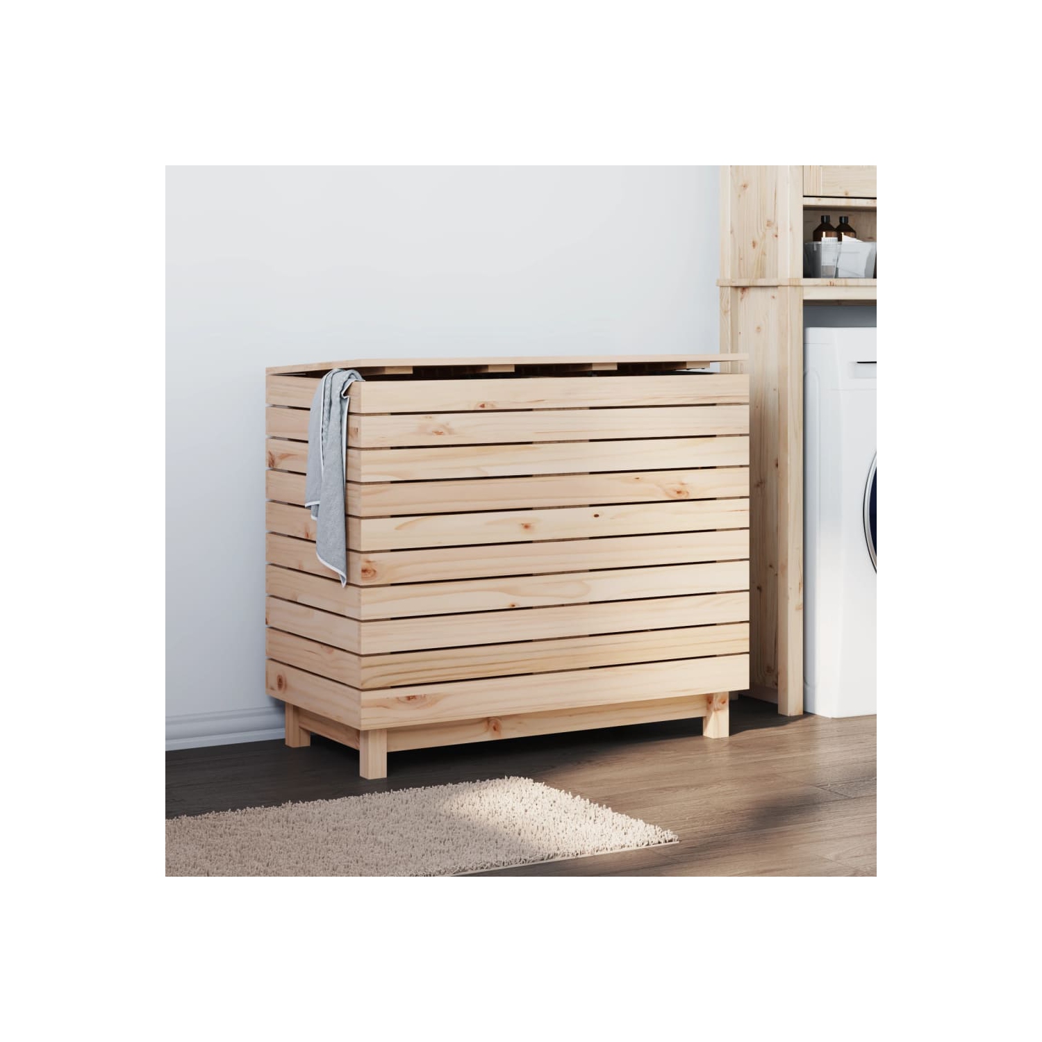 VidaXL panier à linge 88.5x44x76&nbsp;cm Pin massif