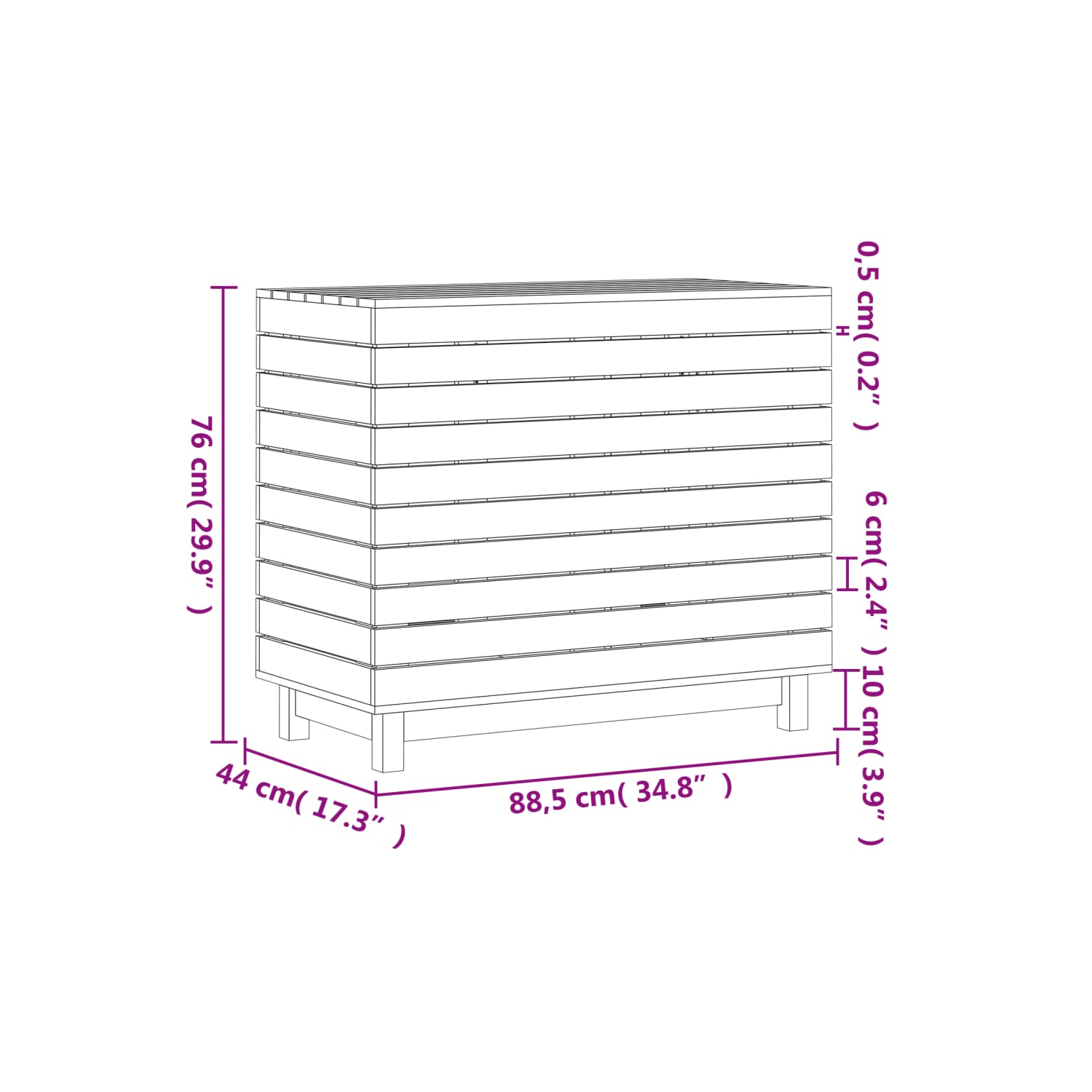 VidaXL panier à linge 88.5x44x76&nbsp;cm Pin massif