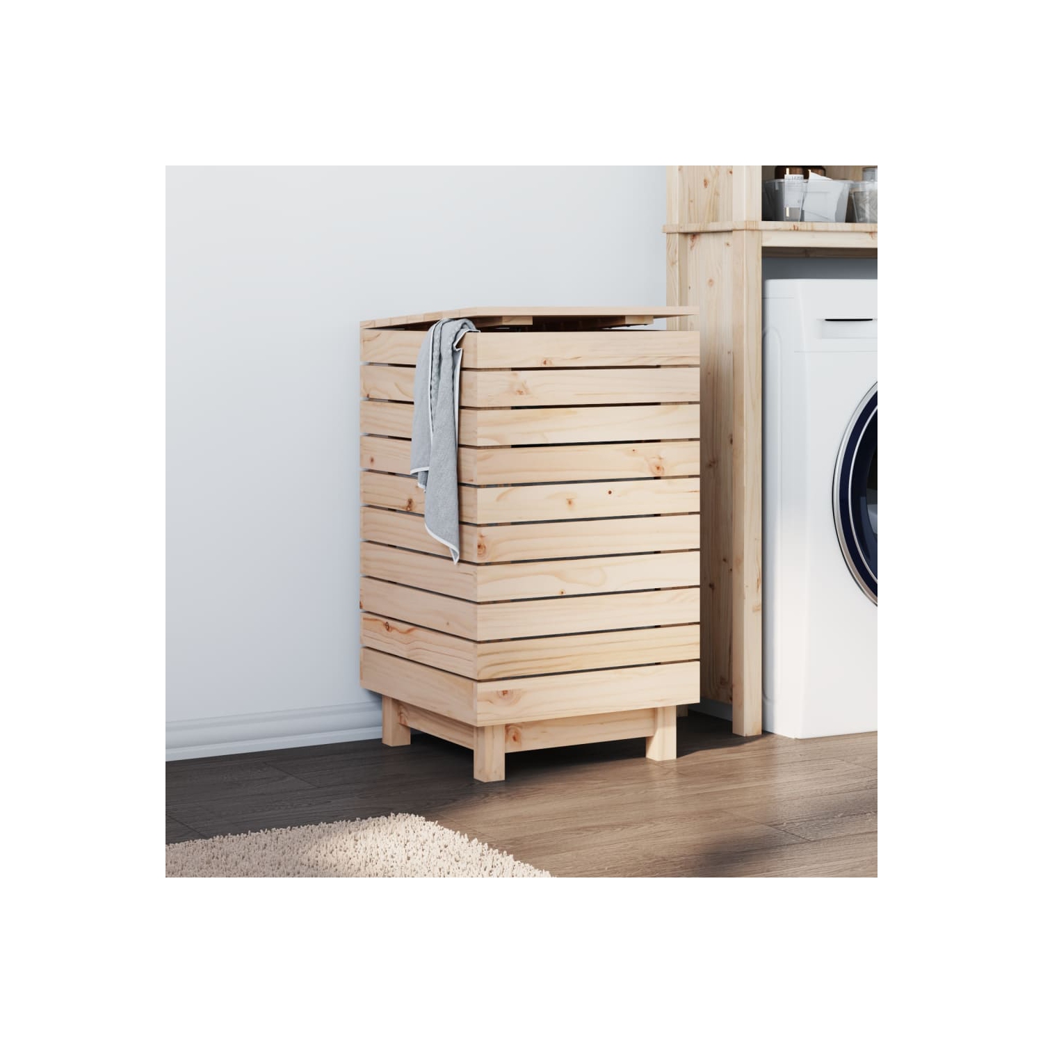 VidaXL panier à linge en pin massif de 44x44x76&nbsp;cm