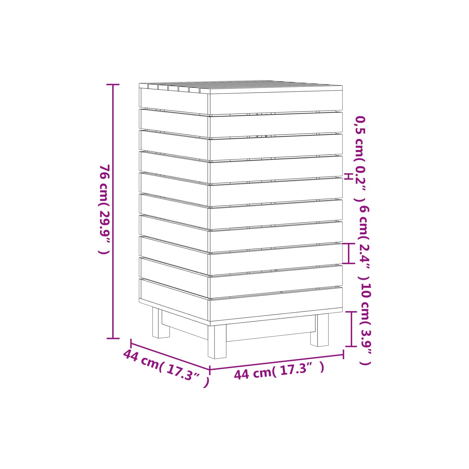 VidaXL panier à linge blanc 44x44x76&nbsp;cm pin massif