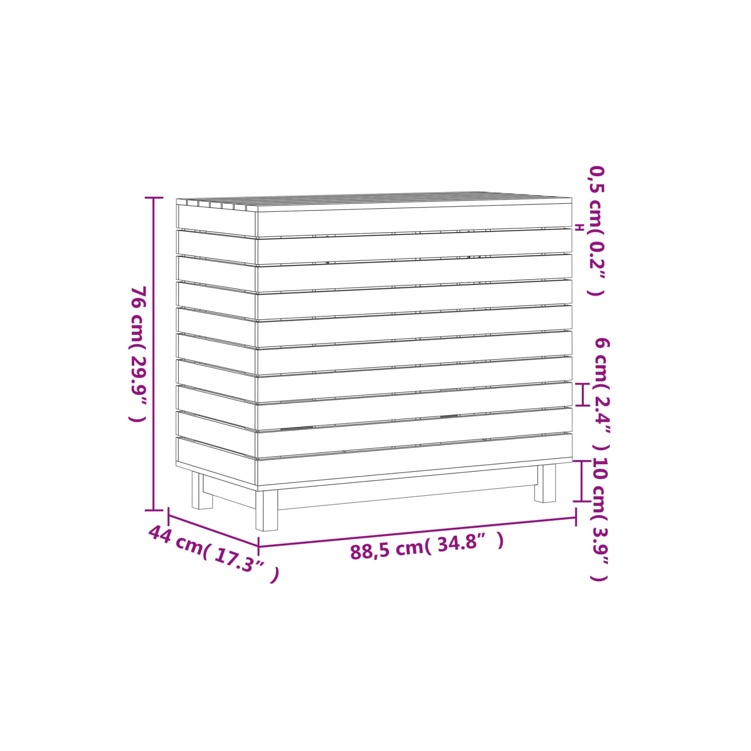 VidaXL panier à linge blanc 88.5x44x76&nbsp;cm Pin massif