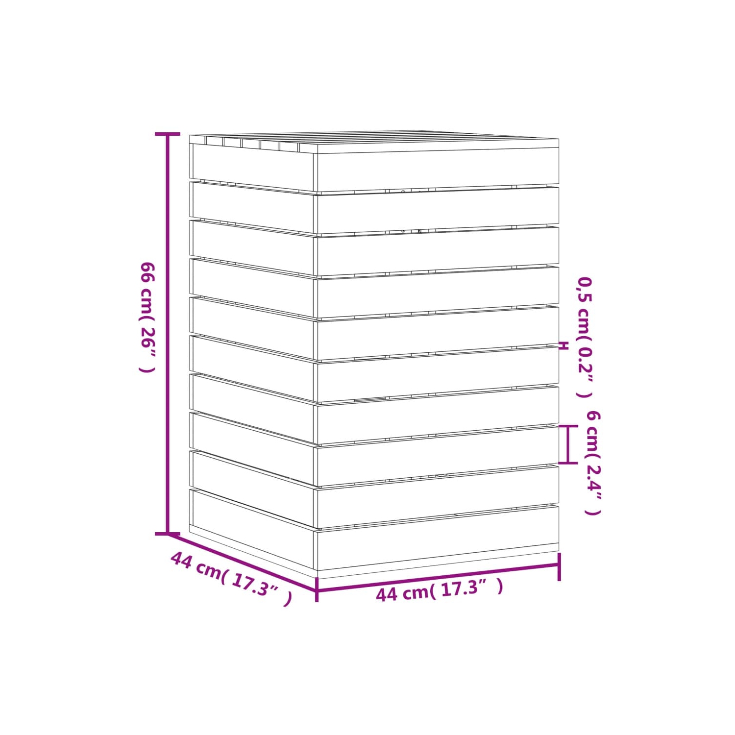 VidaXL panier à linge blanc 44x44x66&nbsp;cm pin massif