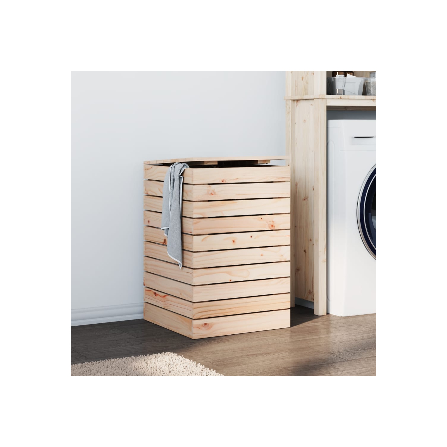 VidaXL panier à linge en pin massif de 44x44x66&nbsp;cm