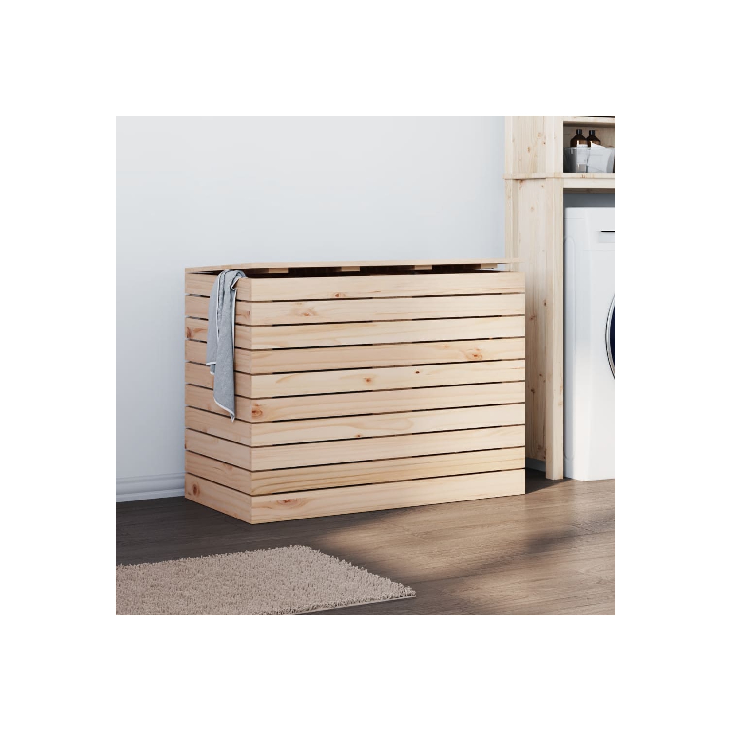 VidaXL panier à linge 88.5x44x66&nbsp;cm Pin massif