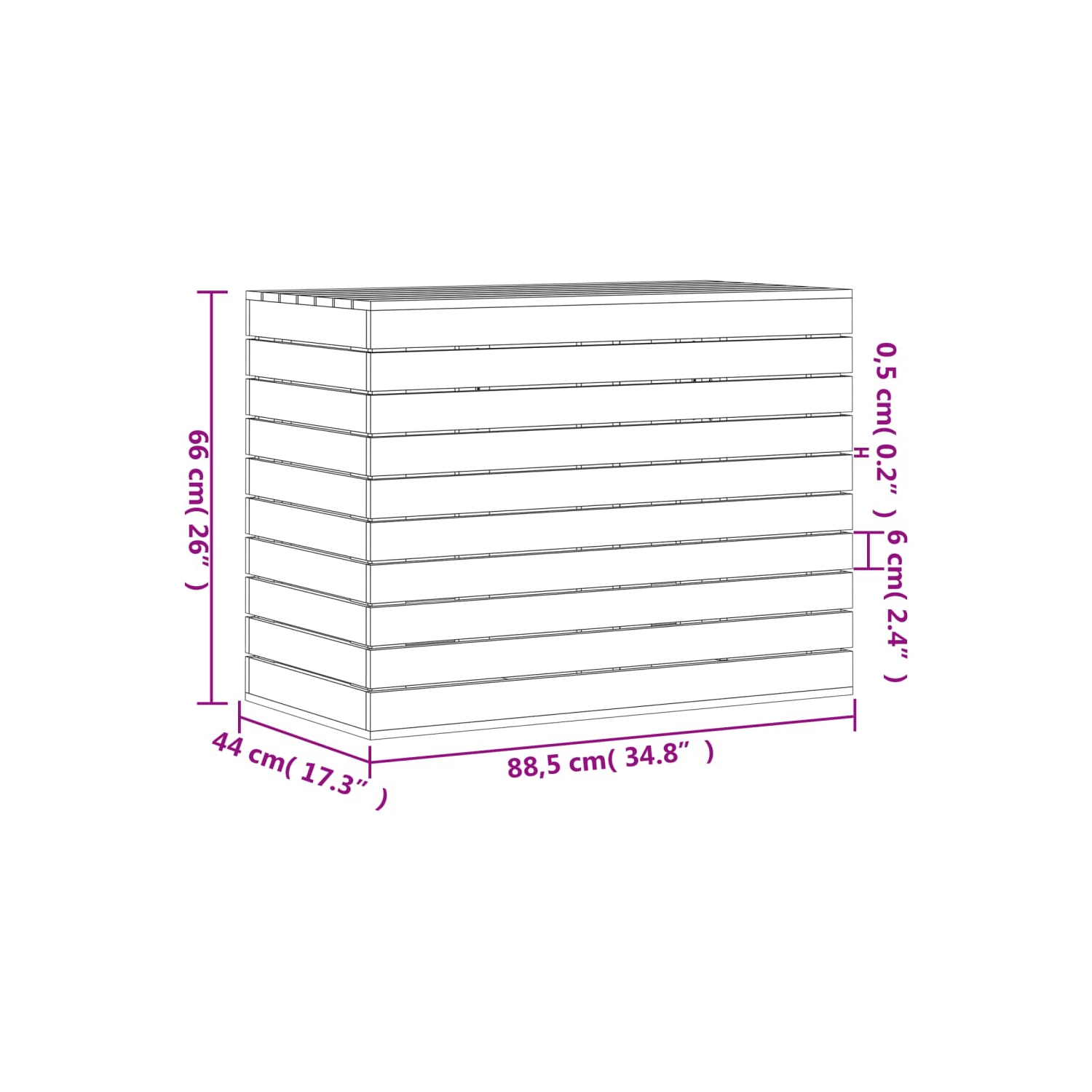 VidaXL panier à linge 88.5x44x66&nbsp;cm Pin massif