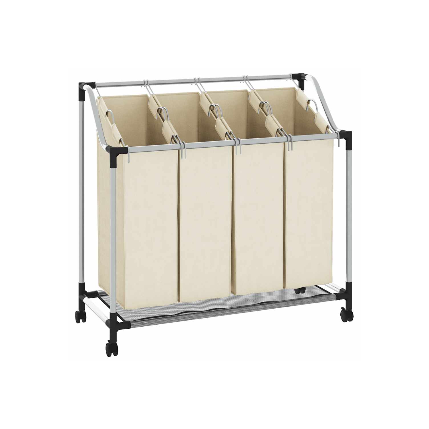 VidaXL panier à linge avec 4 sacs en acier crème