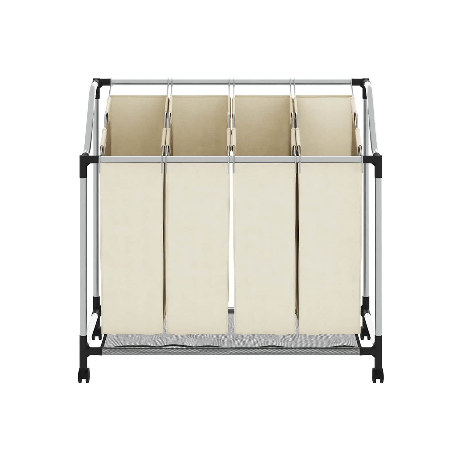 VidaXL panier à linge avec 4 sacs en acier crème