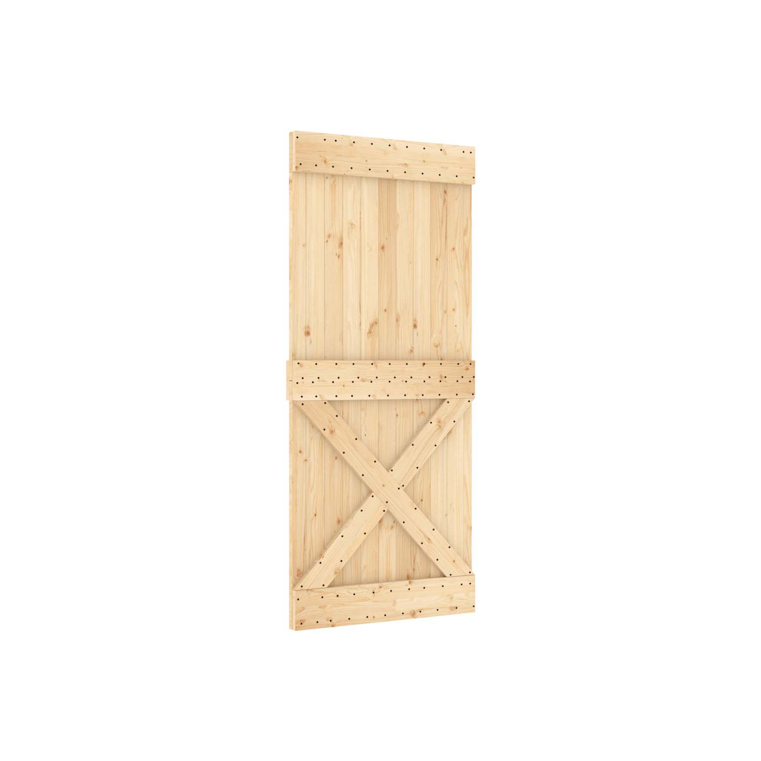vidaXL NARVIK 35.4"x82.7" Solid Pine Wood Sliding Barn Door, Natural Brown, No Hardware Kits