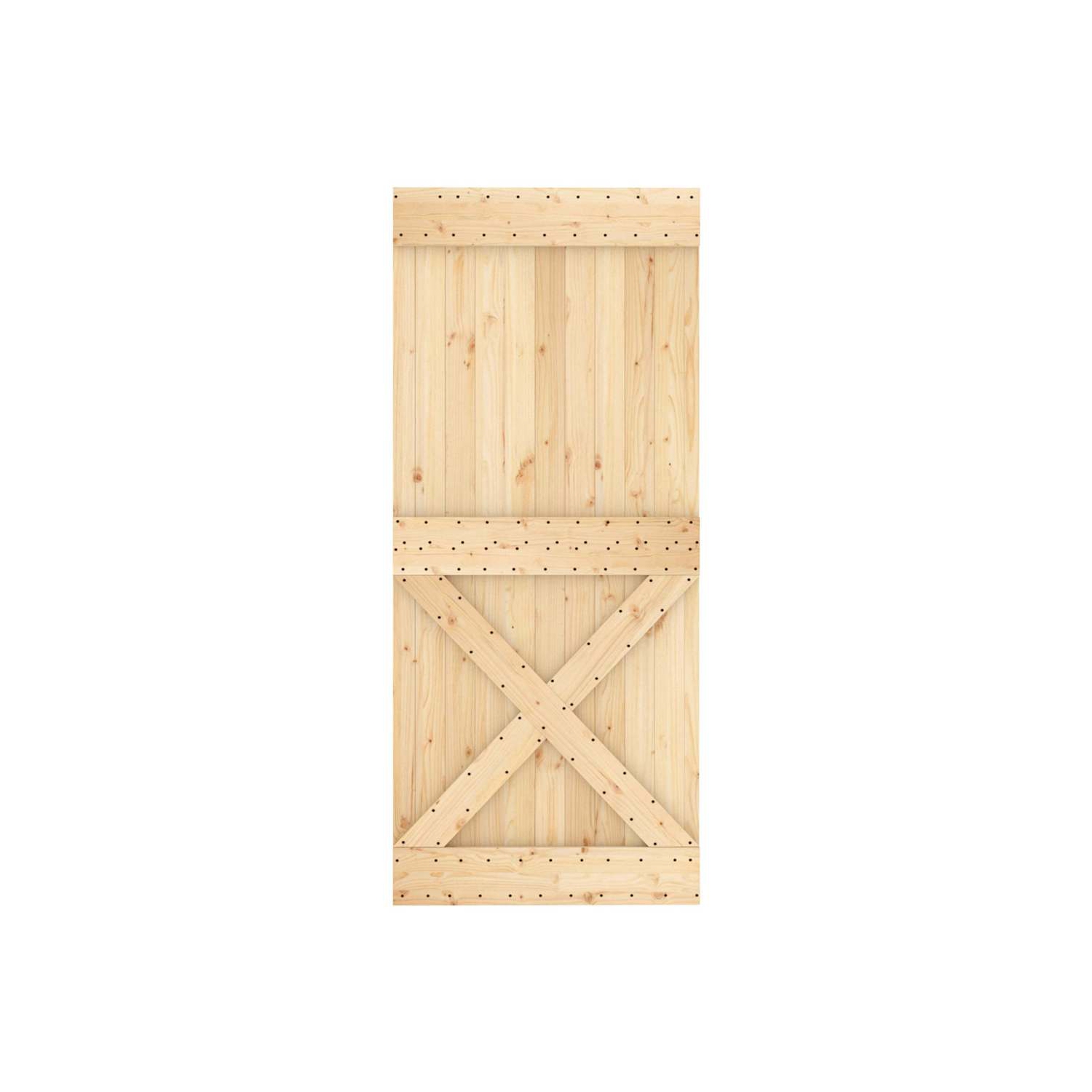 vidaXL NARVIK 35.4"x82.7" Solid Pine Wood Sliding Barn Door, Natural Brown, No Hardware Kits