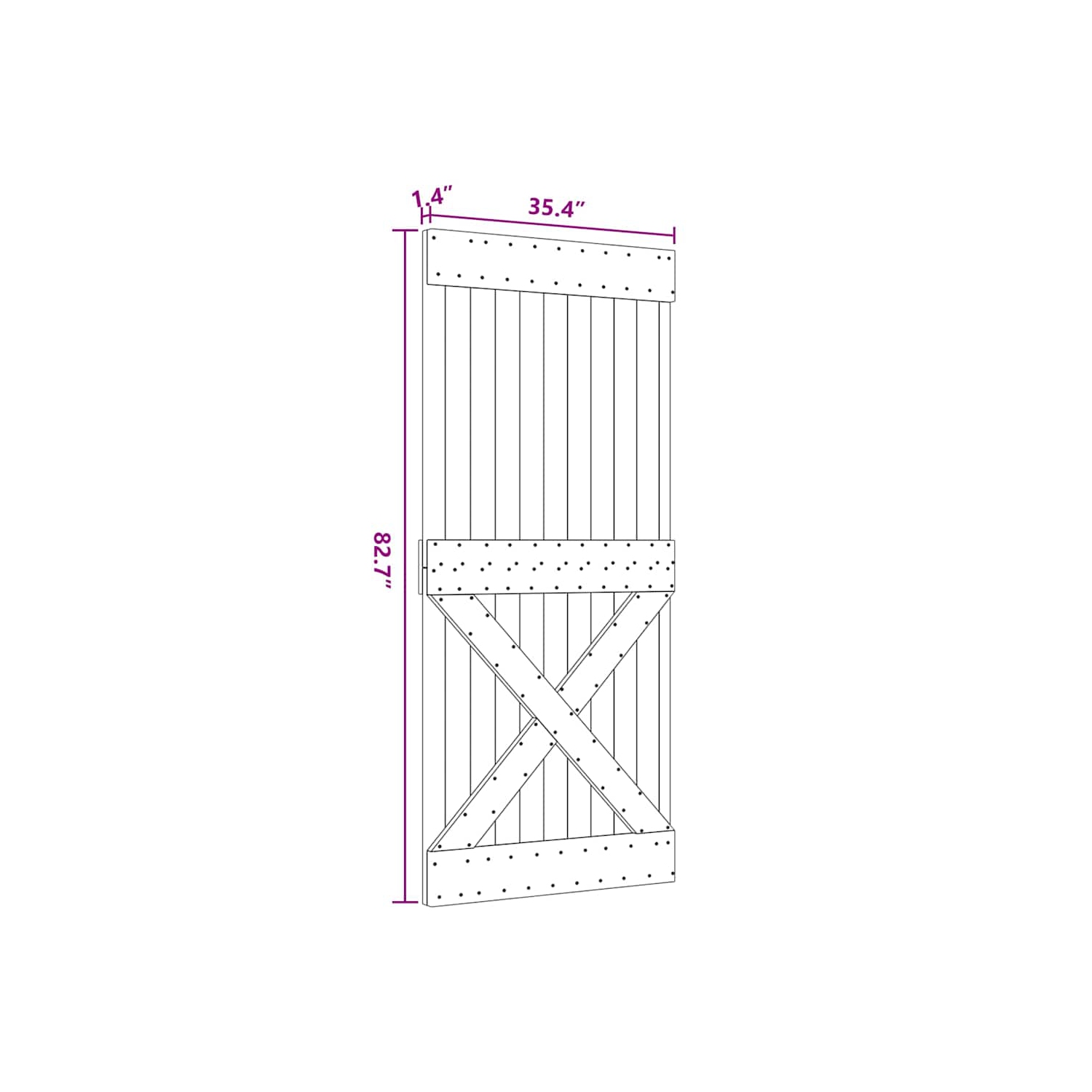 vidaXL NARVIK 35.4"x82.7" Solid Pine Wood Sliding Barn Door, Natural Brown, No Hardware Kits