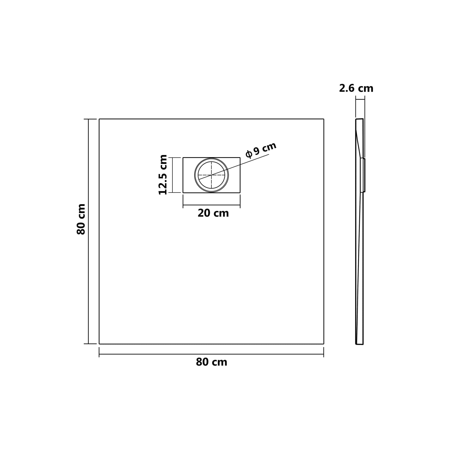 vidaXL Shower Base Tray SMC Grey 80x80 cm